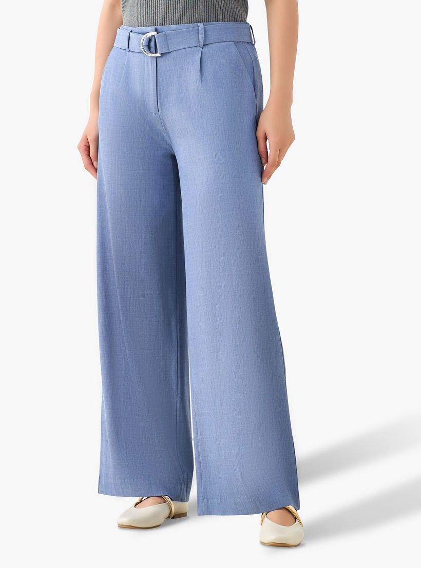 بنطلون واسع الأرجل بخصر متوسط الارتفاع وبحزام-women-clothing-coordsets-image-4