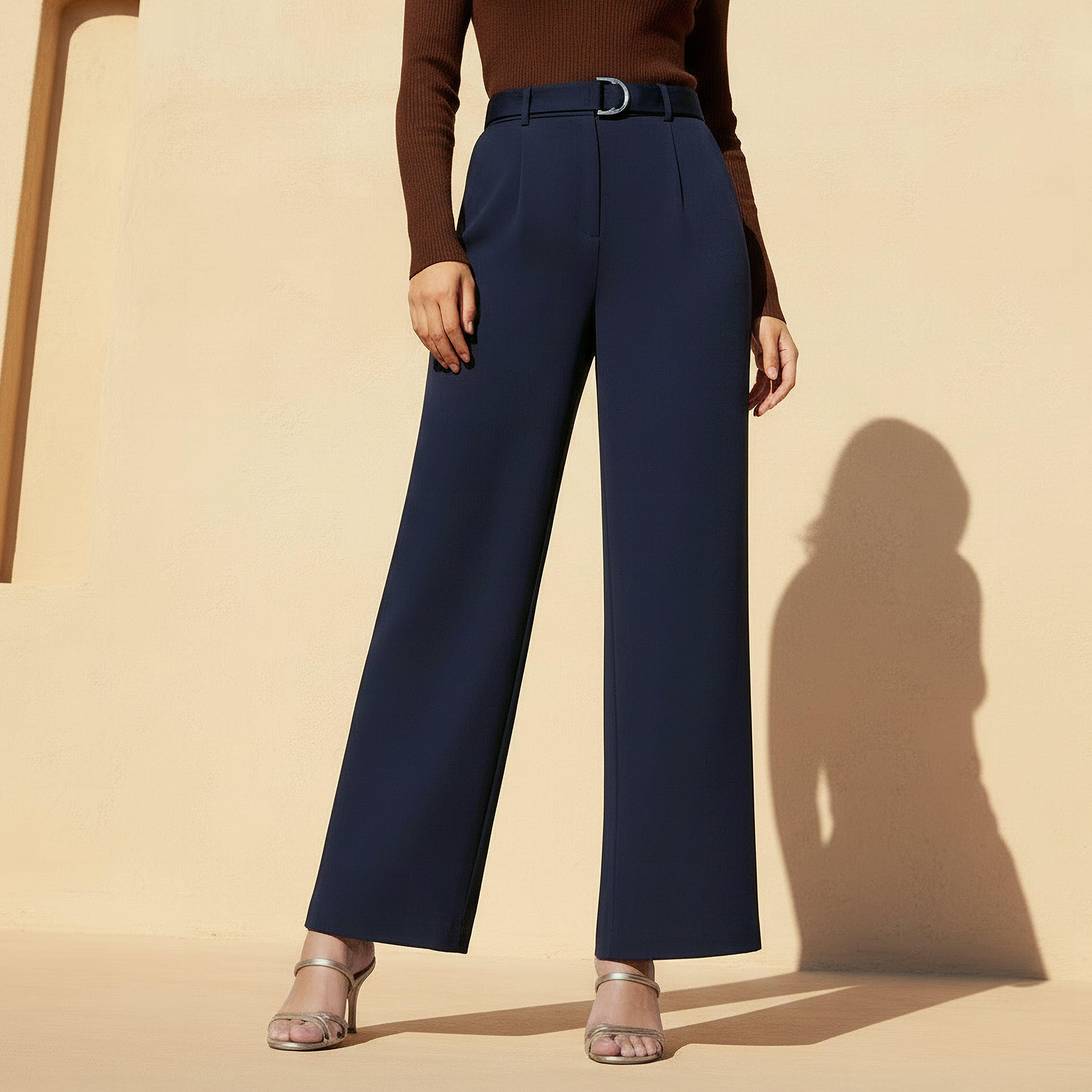 Wide Leg Mid-Rise Belted Pants-women-clothing-coordsets-image-1