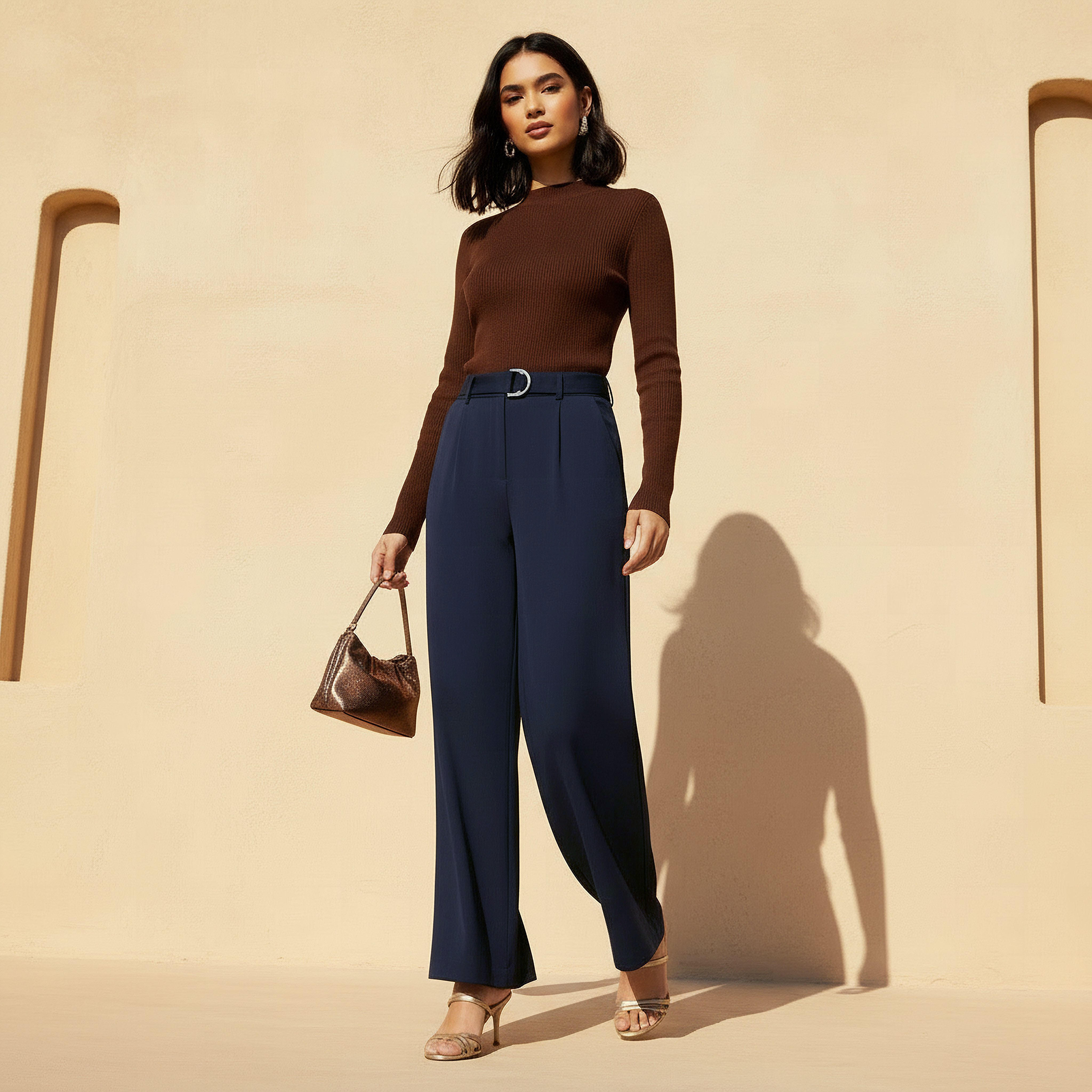 Wide Leg Mid-Rise Belted Pants-women-clothing-coordsets-image-3