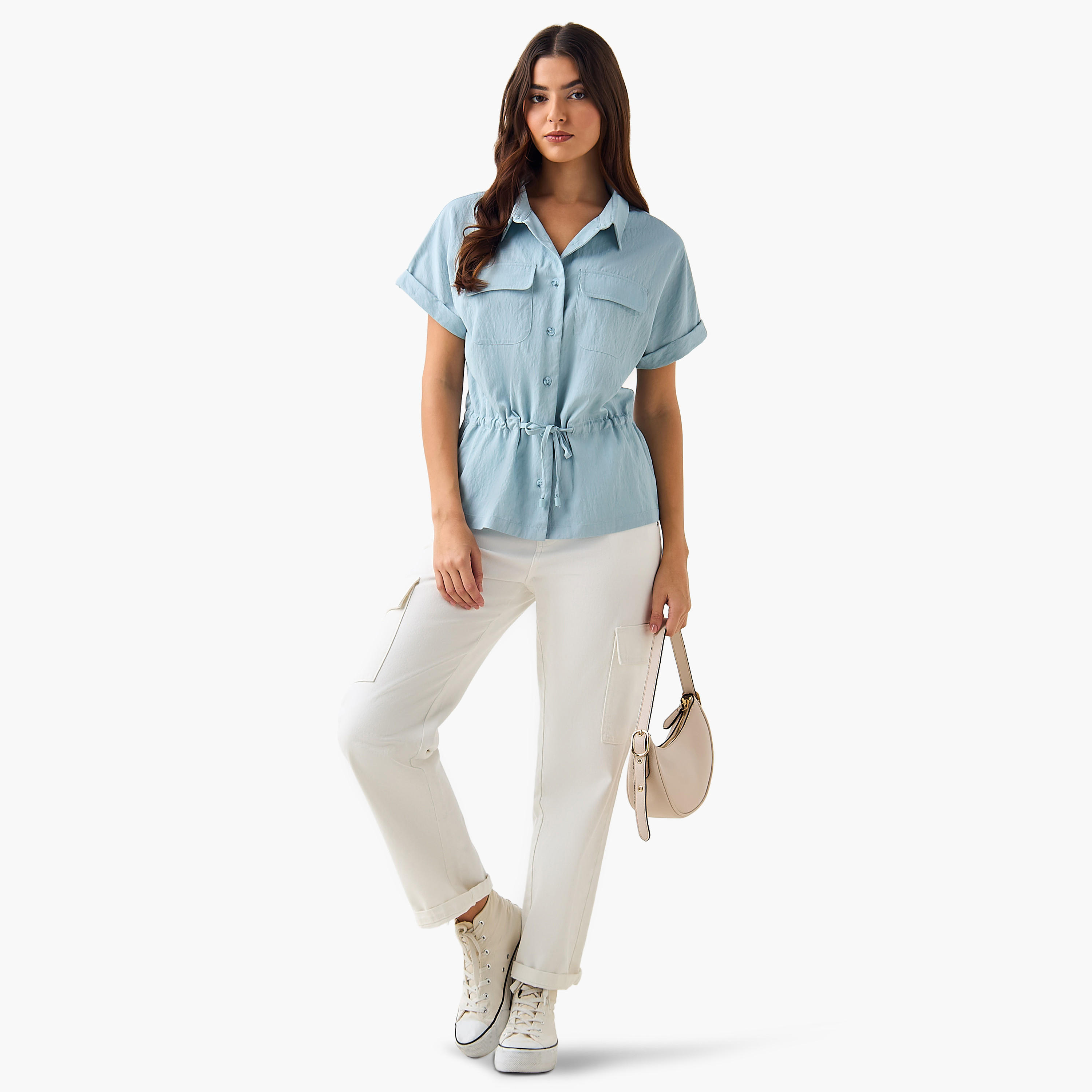 Utility Top with Tie-Up Detail-women-clothing-coordsets-image-3