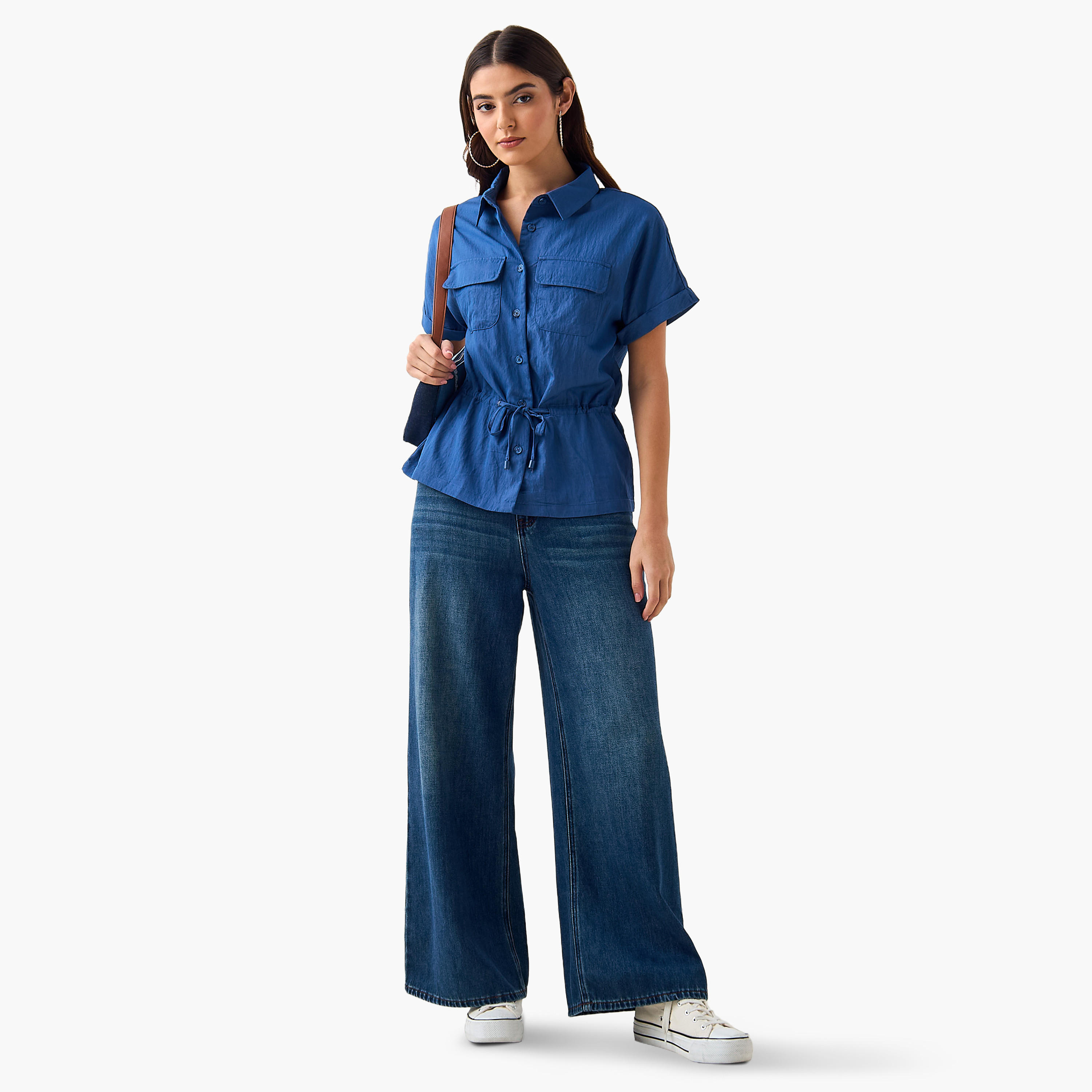 Utility Top with Tie-Up Detail-women-clothing-coordsets-image-4