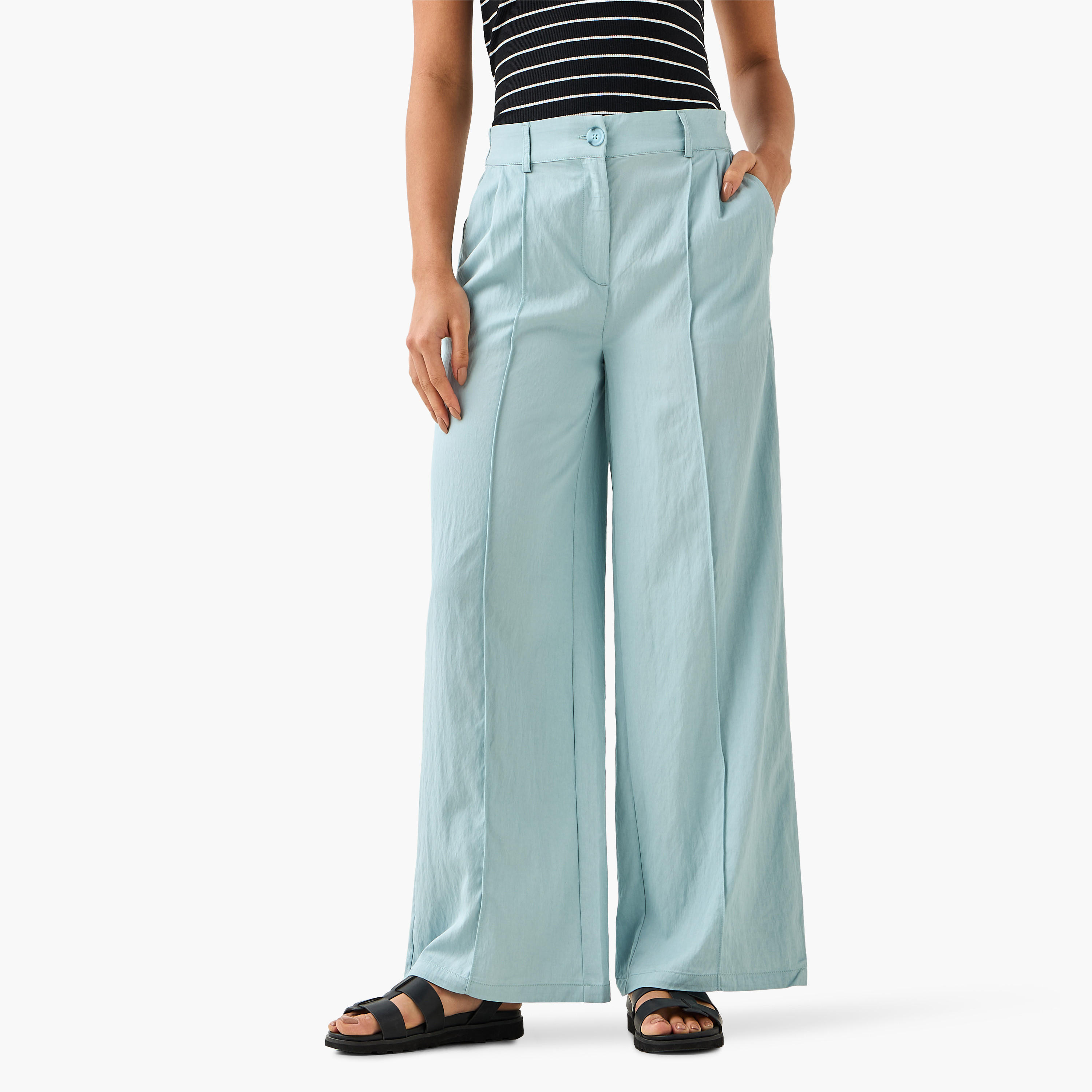 Relaxed Fit Mid-Rise Textured Trousers-women-clothing-coordsets-image-2