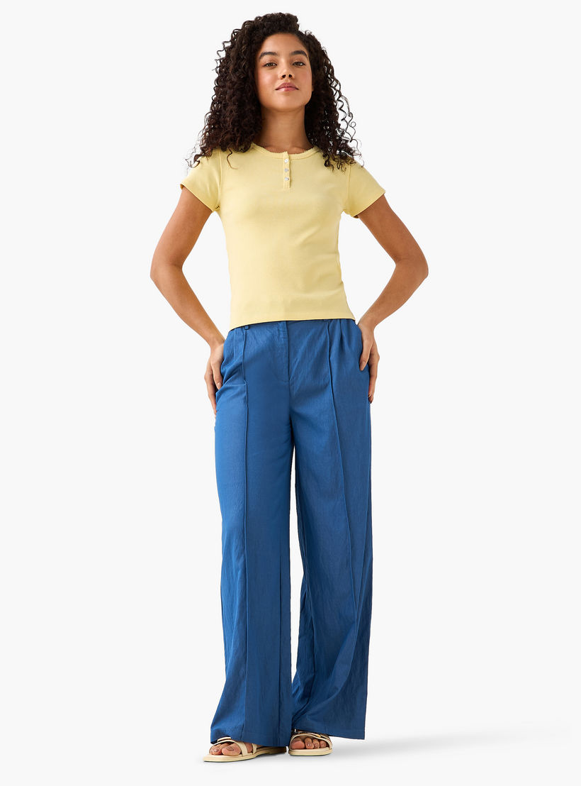 Relaxed Fit Mid-Rise Textured Trousers-women-clothing-coordsets-image-3