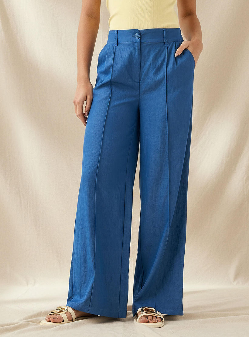 Relaxed Fit Mid-Rise Textured Trousers-women-clothing-coordsets-image-1