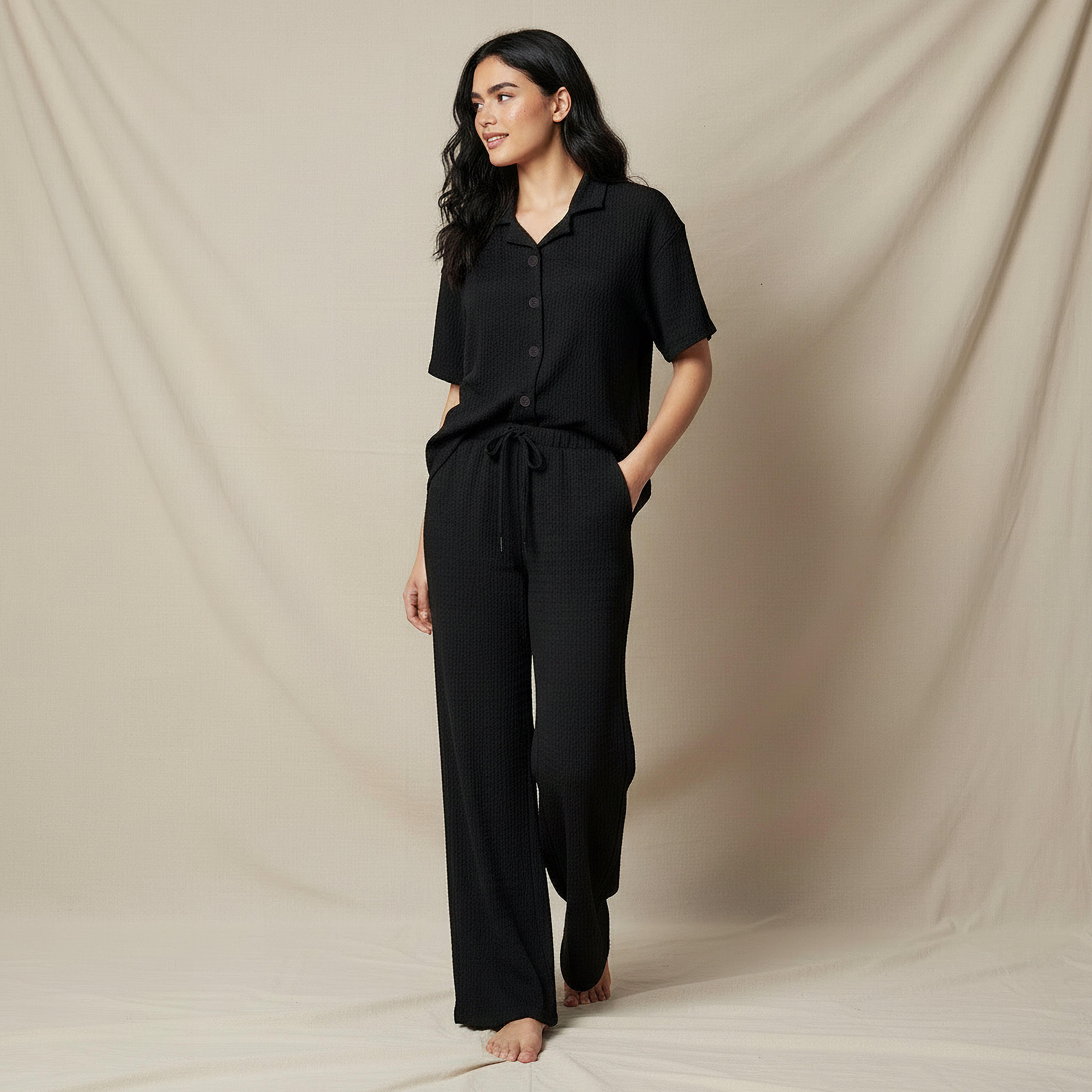قميص بقصة عادية وتفاصيل بارزة الملمس-women-clothing-shirtsandblouses-shirts-image-6