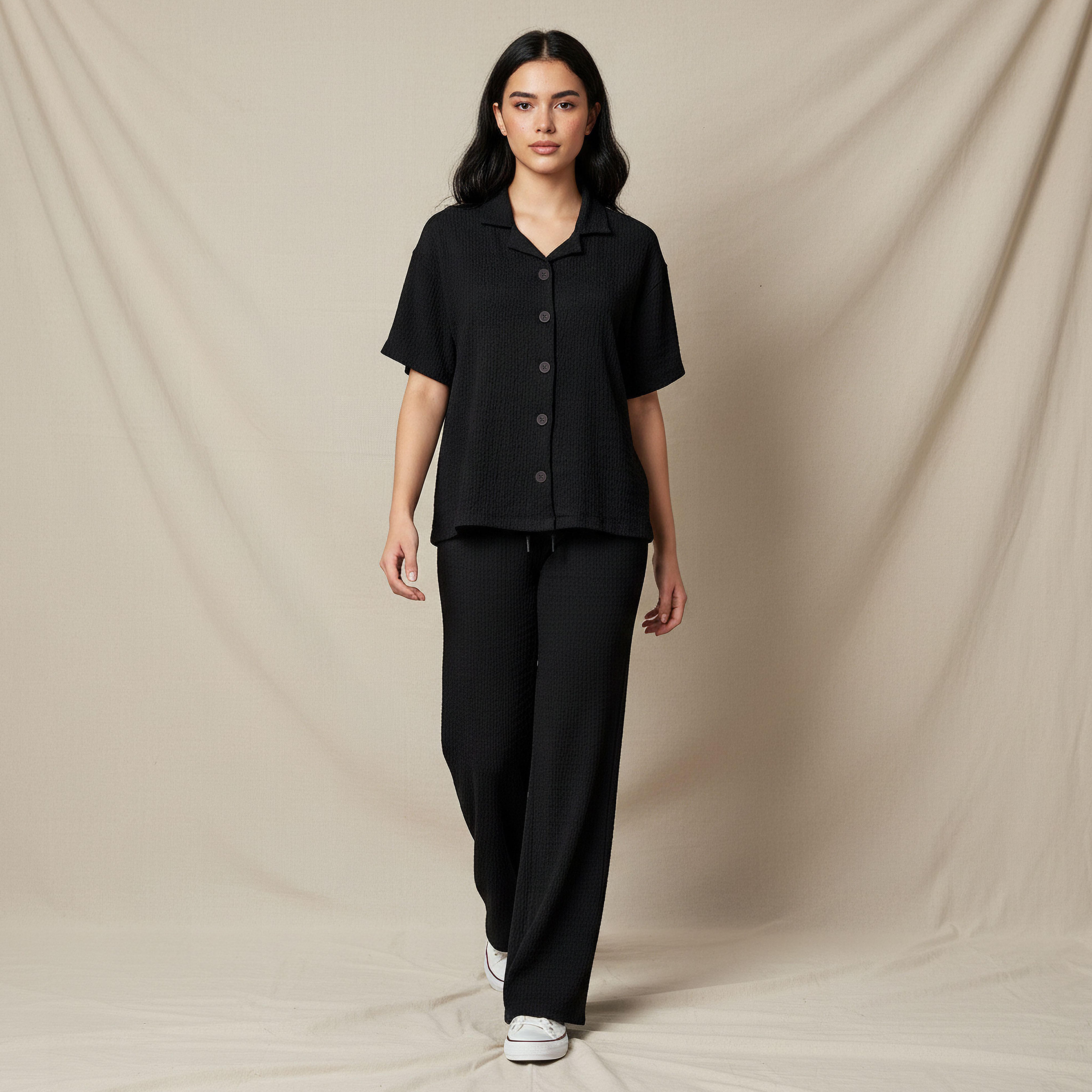 قميص بقصة عادية وتفاصيل بارزة الملمس-women-clothing-shirtsandblouses-shirts-image-4