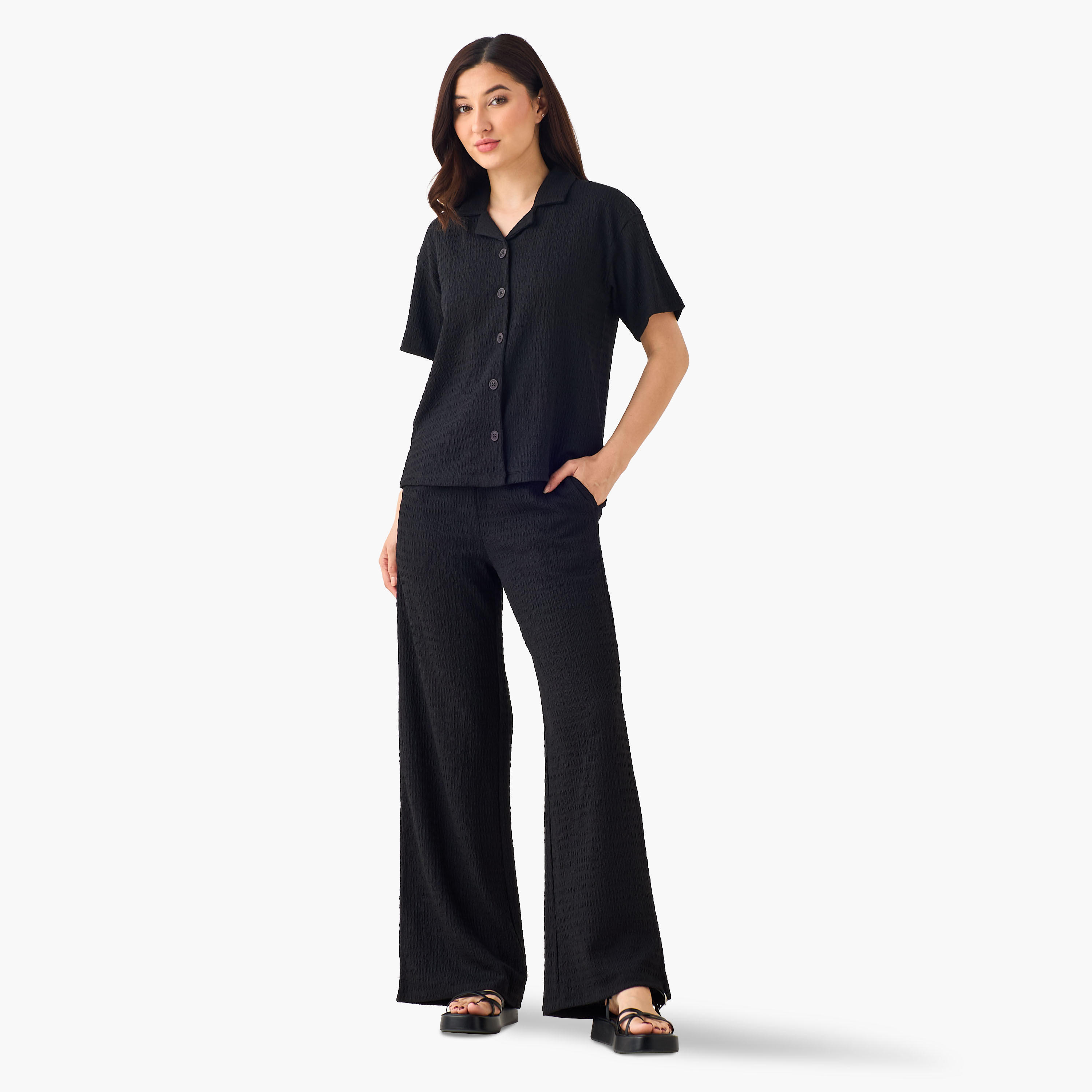 بنطلون واسع الساق بخصر متوسط-women-clothing-coordsets-image-3
