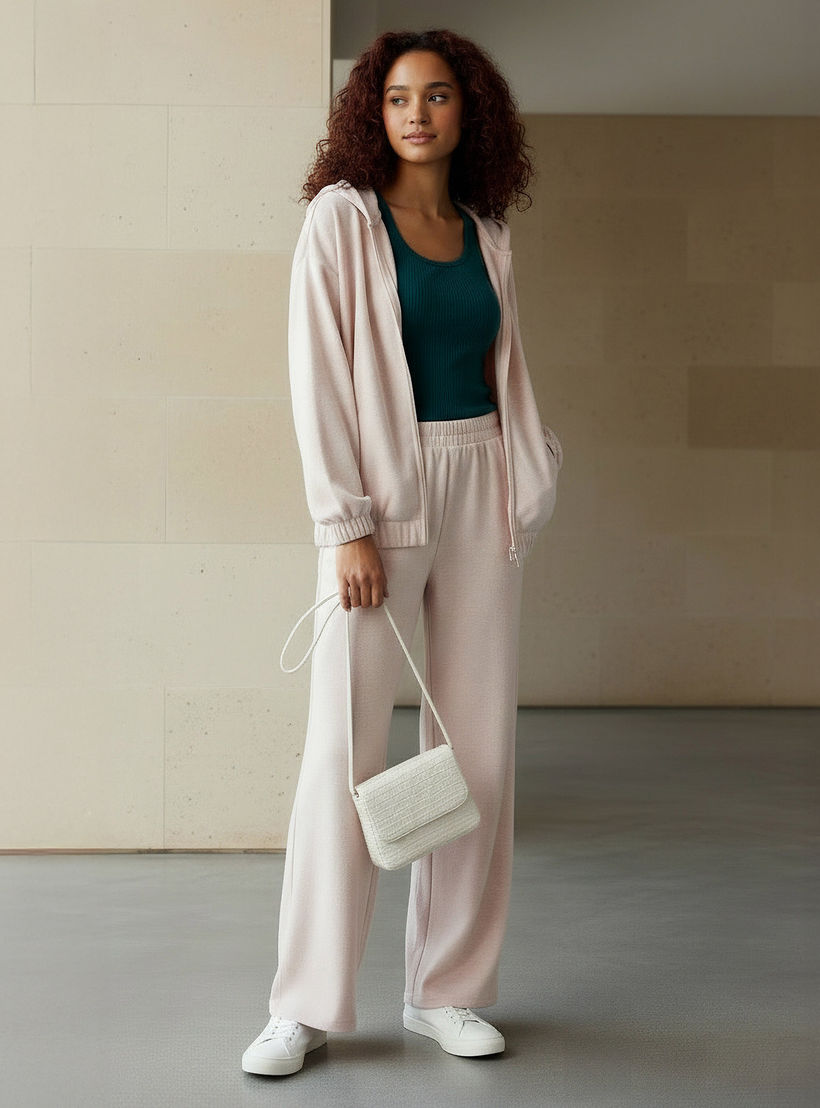 هودي بسحاب إغلاق-women-clothing-coordsets-image-2