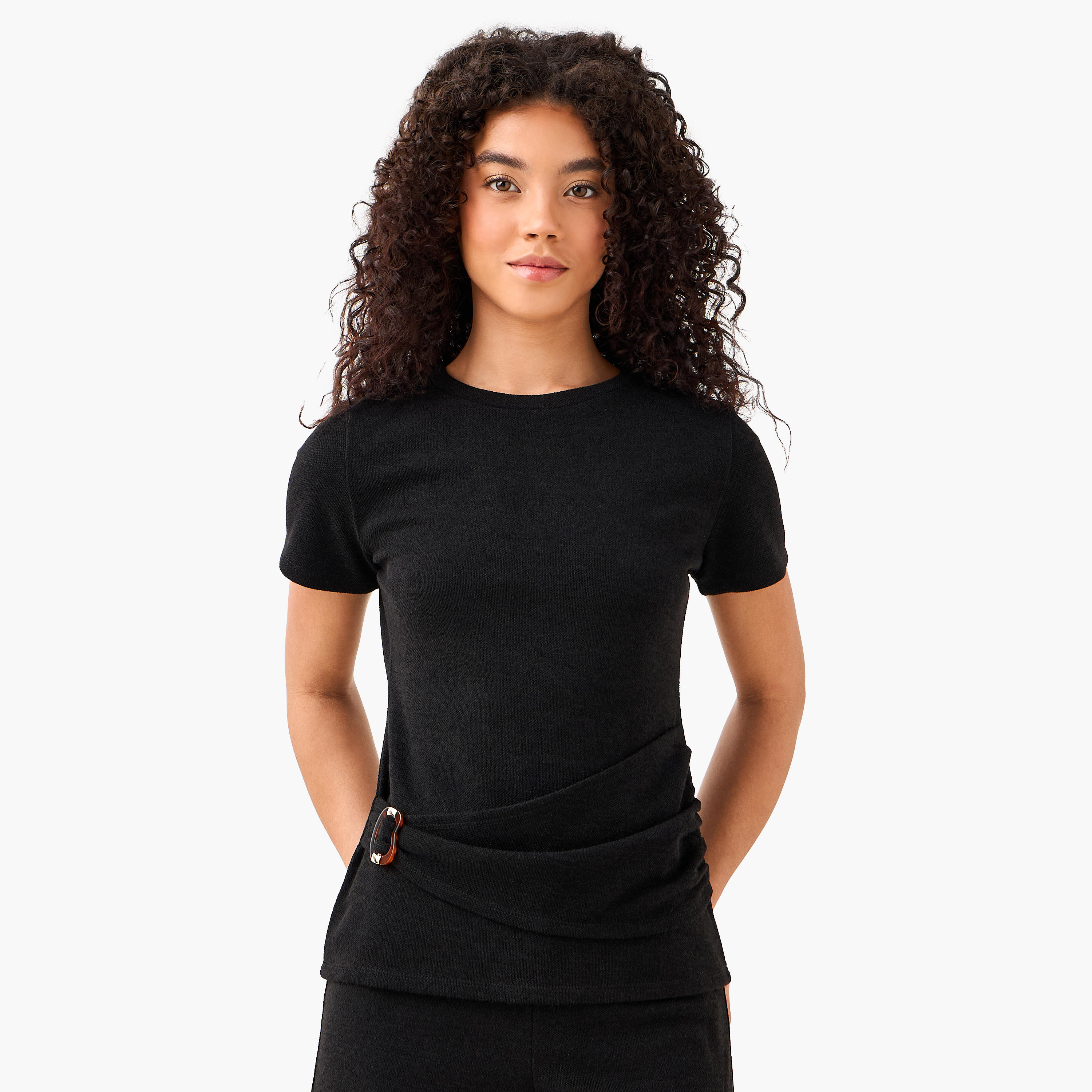 T-shirt with Ruched Accent-women-clothing-tshirts-image-2