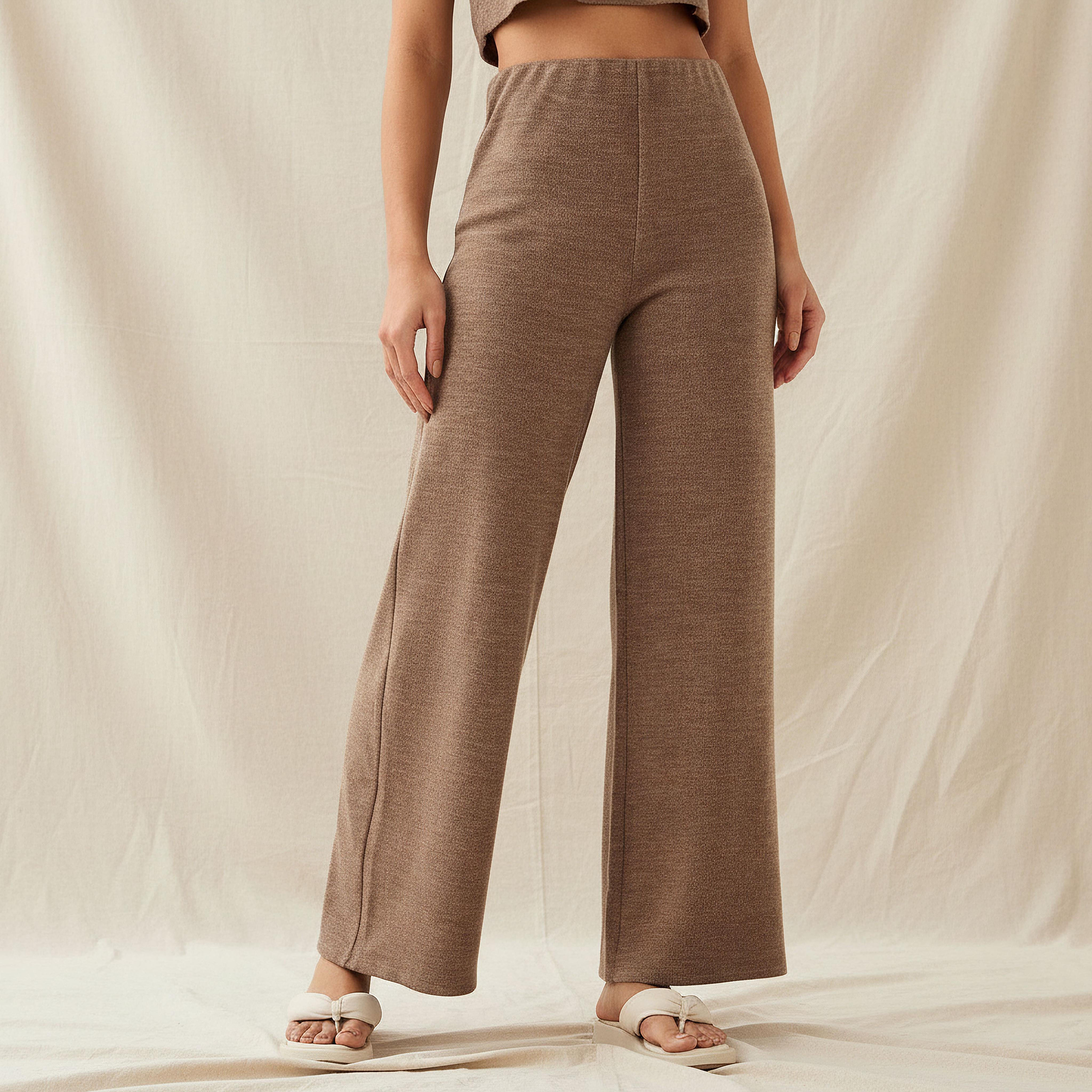 Relaxed Fit High-Rise Textured Pants-women-clothing-trousers-image-1