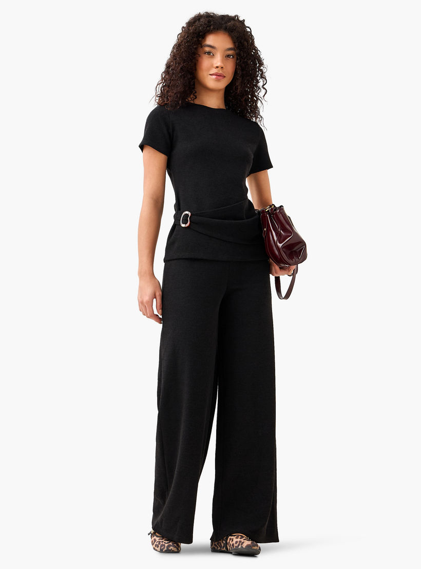 بنطلون بارز الملمس بقصة مريحة وخصر مرتفع-women-clothing-coordsets-image-3