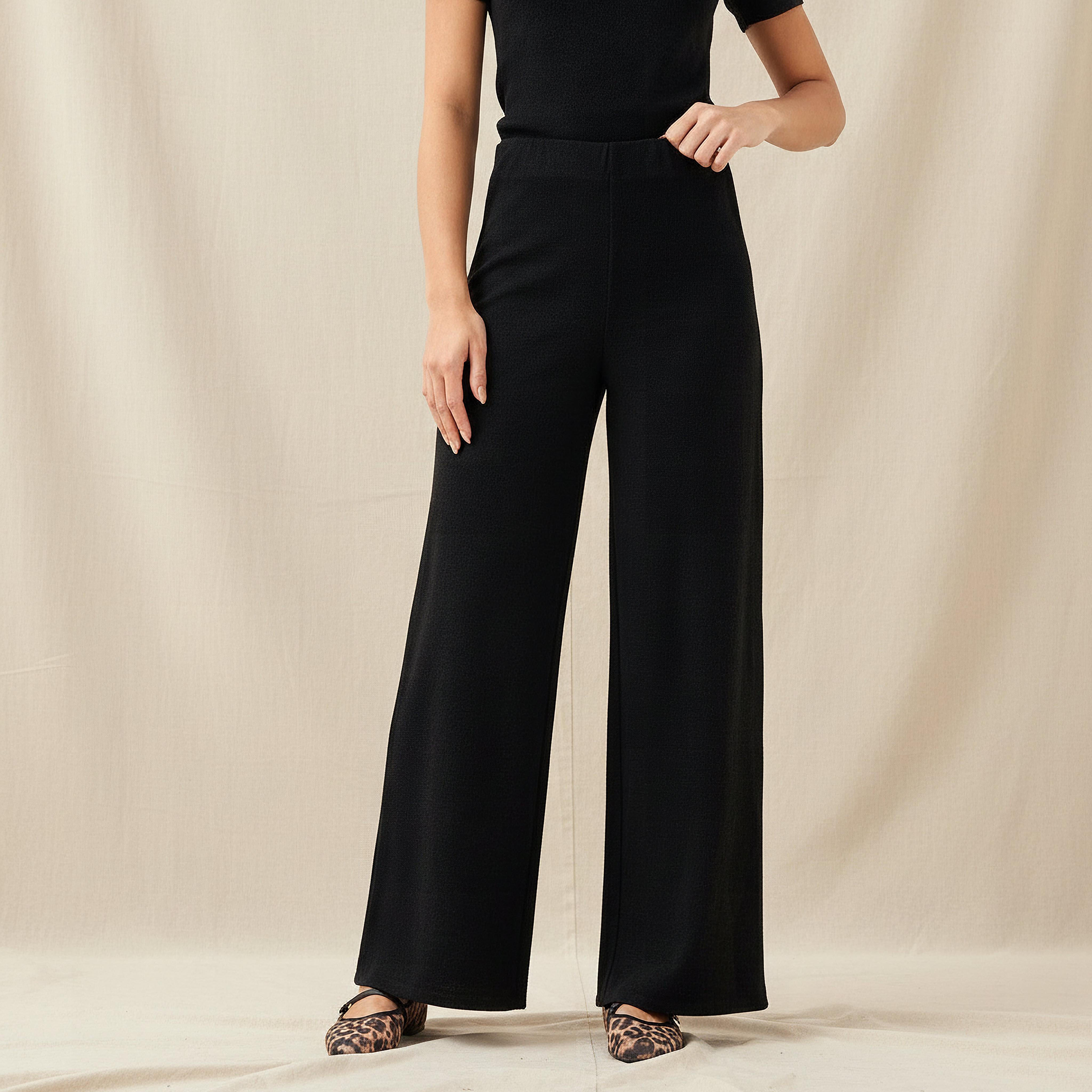 بنطلون بارز الملمس بقصة مريحة وخصر مرتفع-women-clothing-coordsets-image-5