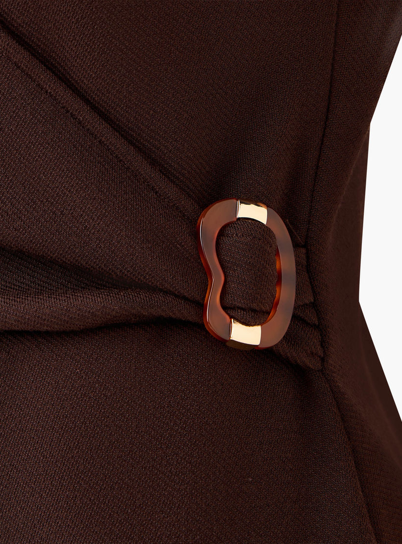 Wrap Midi Length Dress with Metal Accent-women-clothing-dresses-image-2