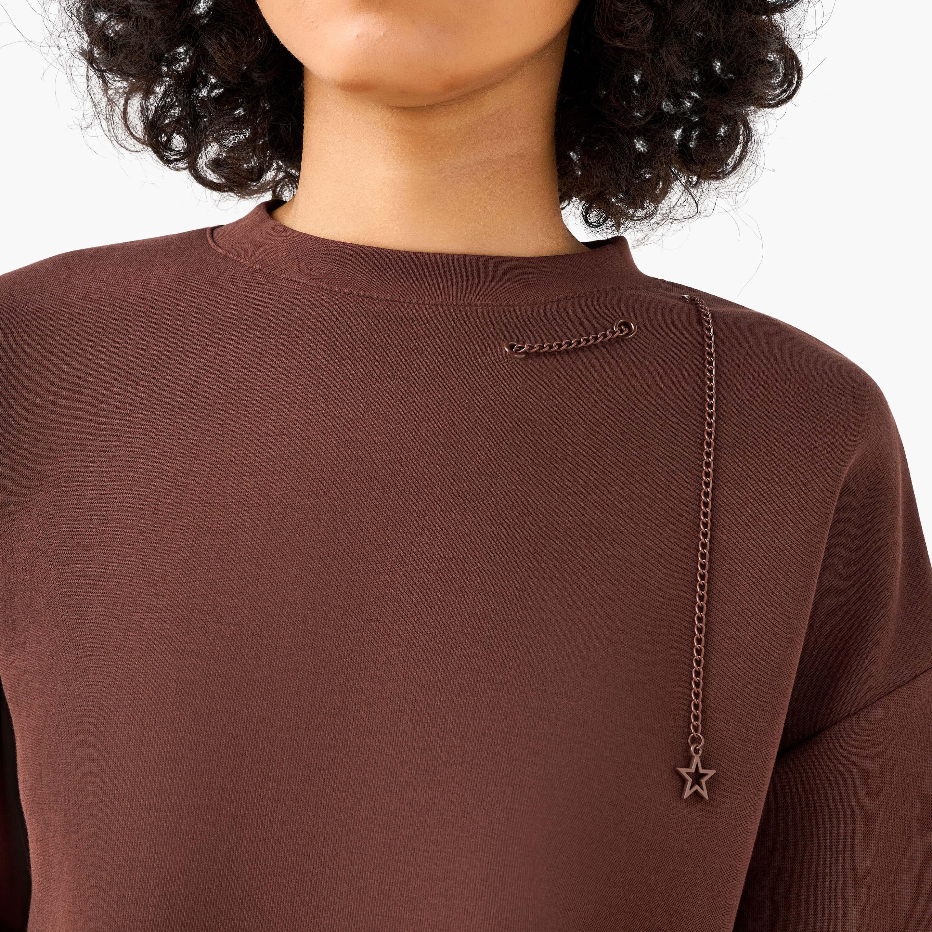 Regular Fit Sweatshirt with Chain Detail-women-clothing-coordsets-image-4