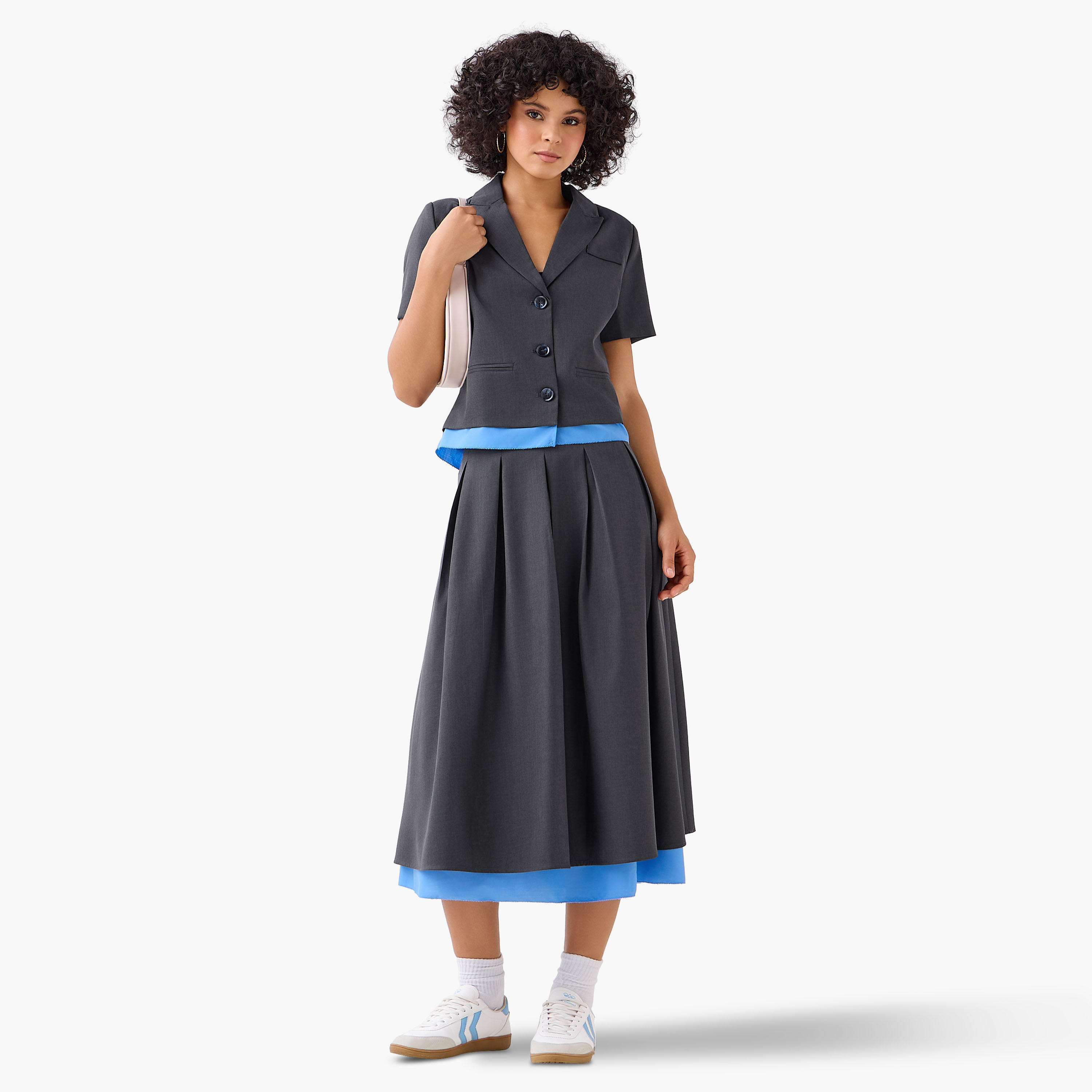 Regular Cotton Jacket with Peak Lapel-women-clothing-coordsets-image-2
