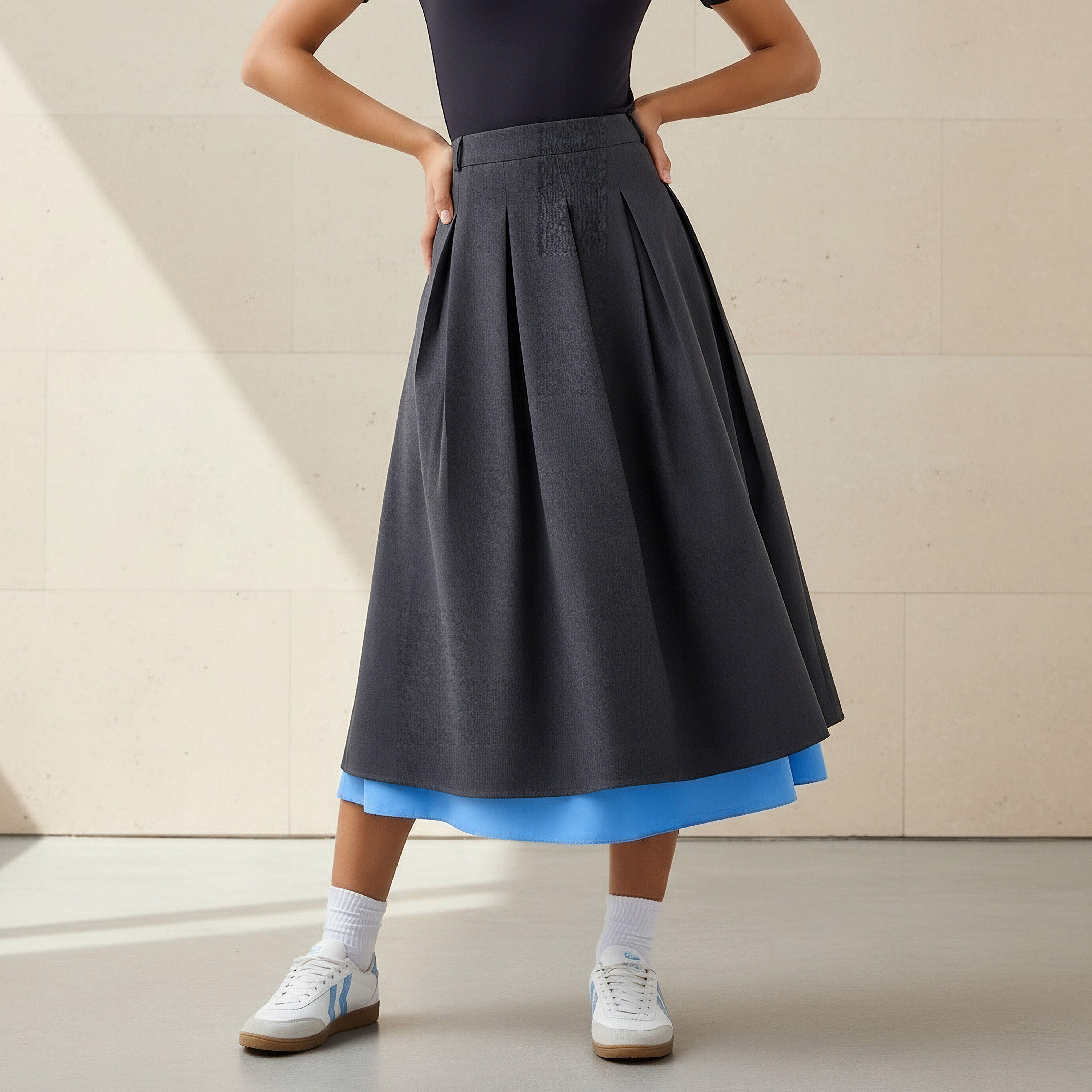 تنورة ميدي قطنية بقصّة إيه-لاين وحافة متباينة-women-clothing-bottoms-skirts-image-1
