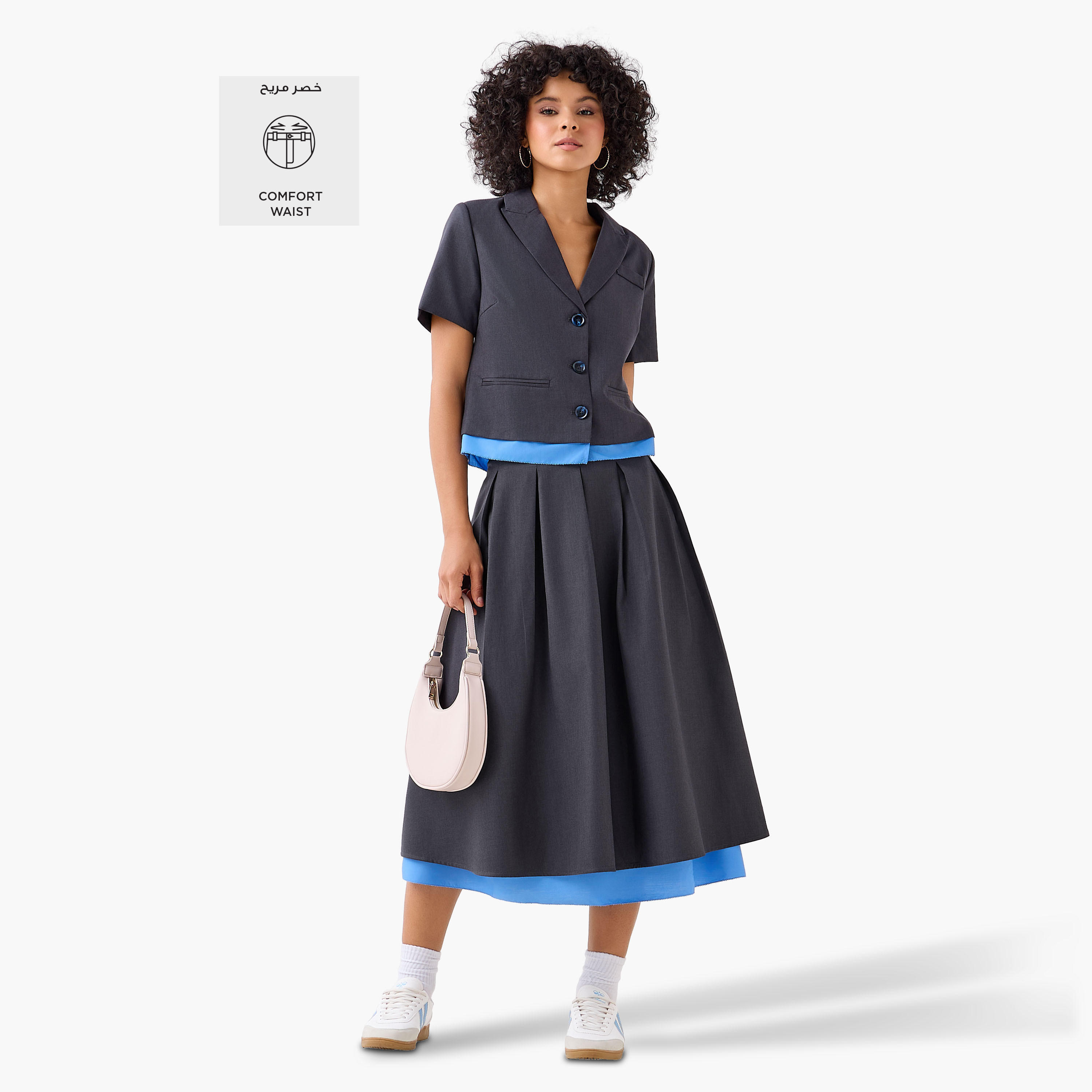Midi Cotton A-line Skirt with Contrast Hem-women-clothing-bottoms-skirts-image-2