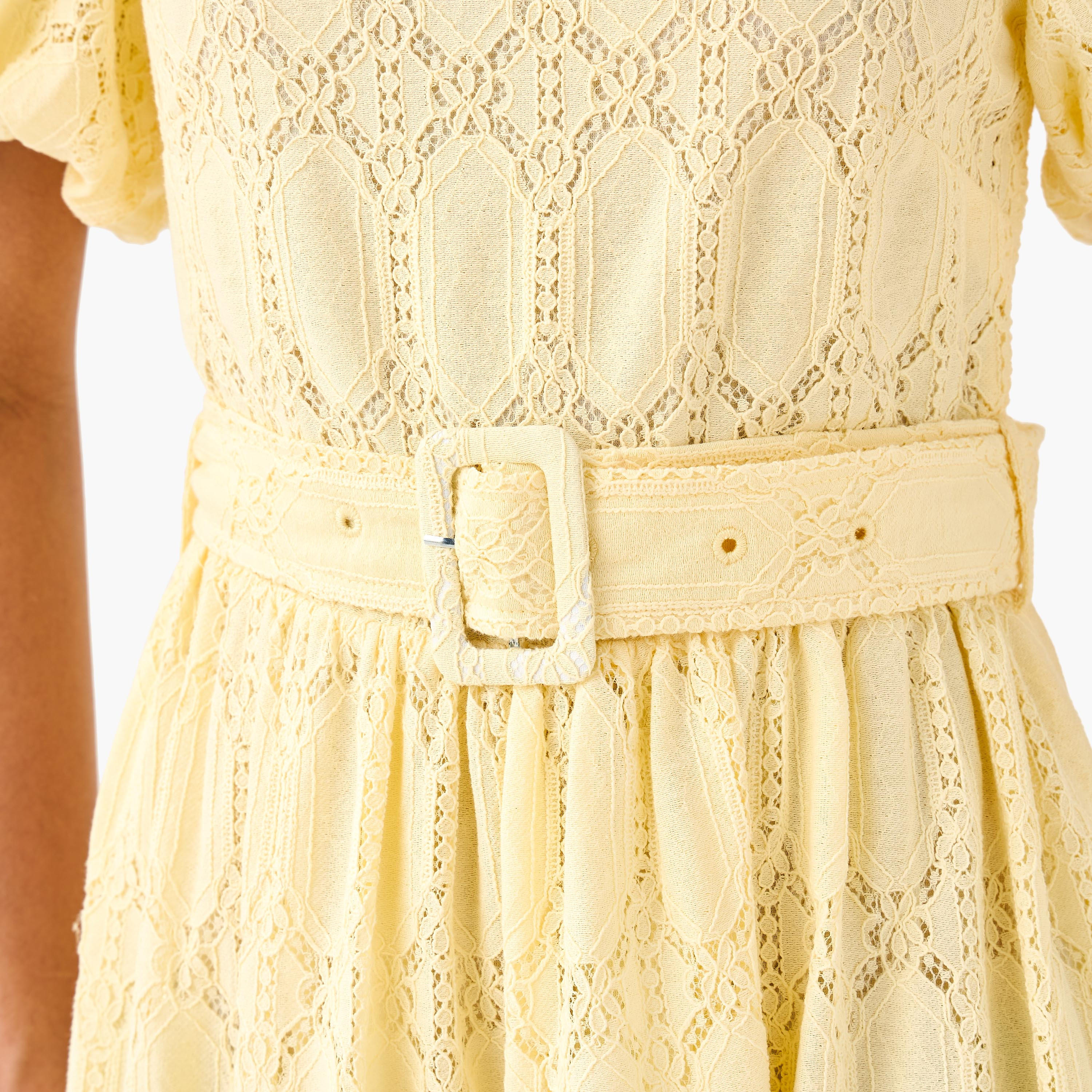 فستان إيه لاين ميدي بأكمام منفوخة-women-clothing-dresses-image-2