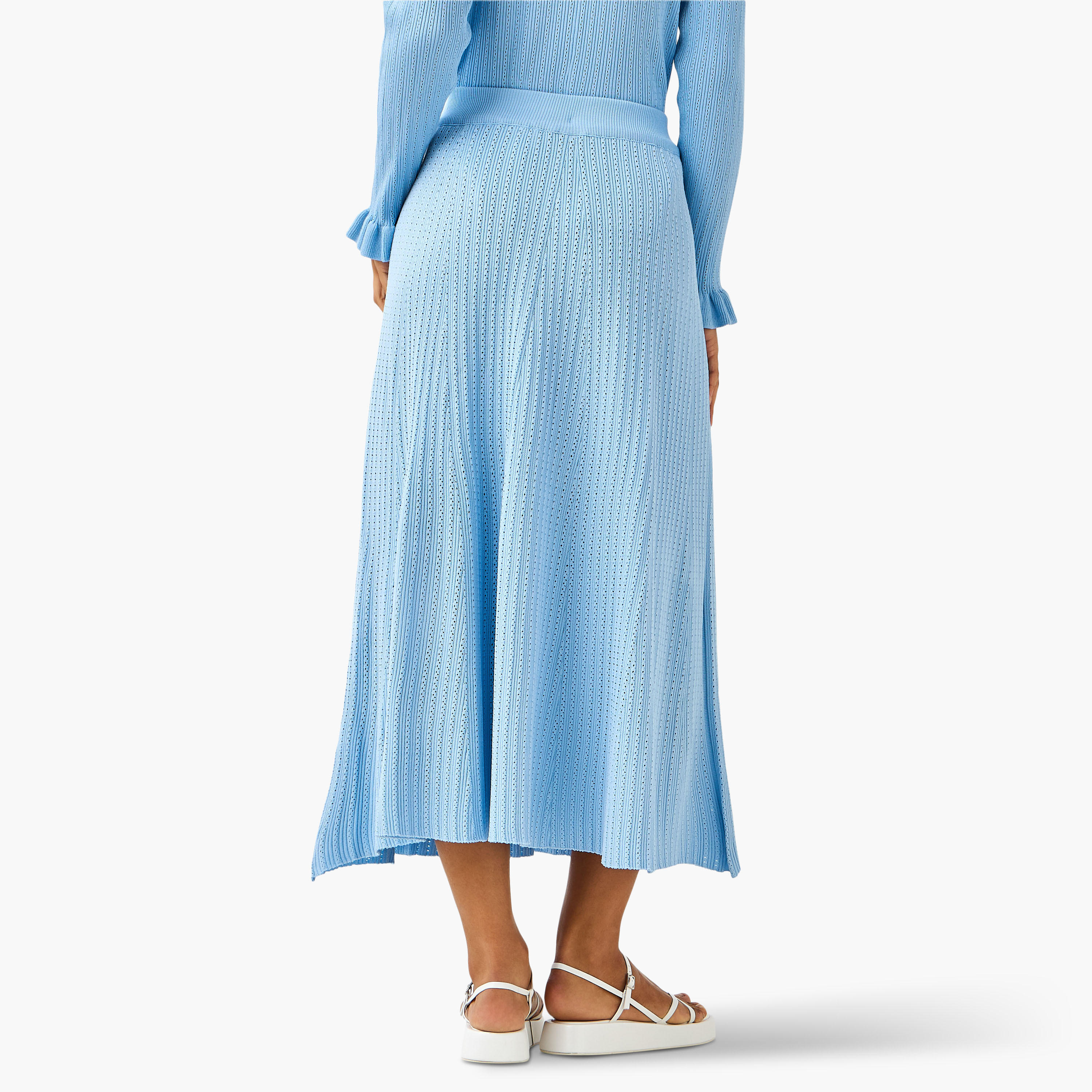 تنورة ماكسي إيه لاين بخصر مطاطي مضلع-women-clothing-bottoms-skirts-image-5