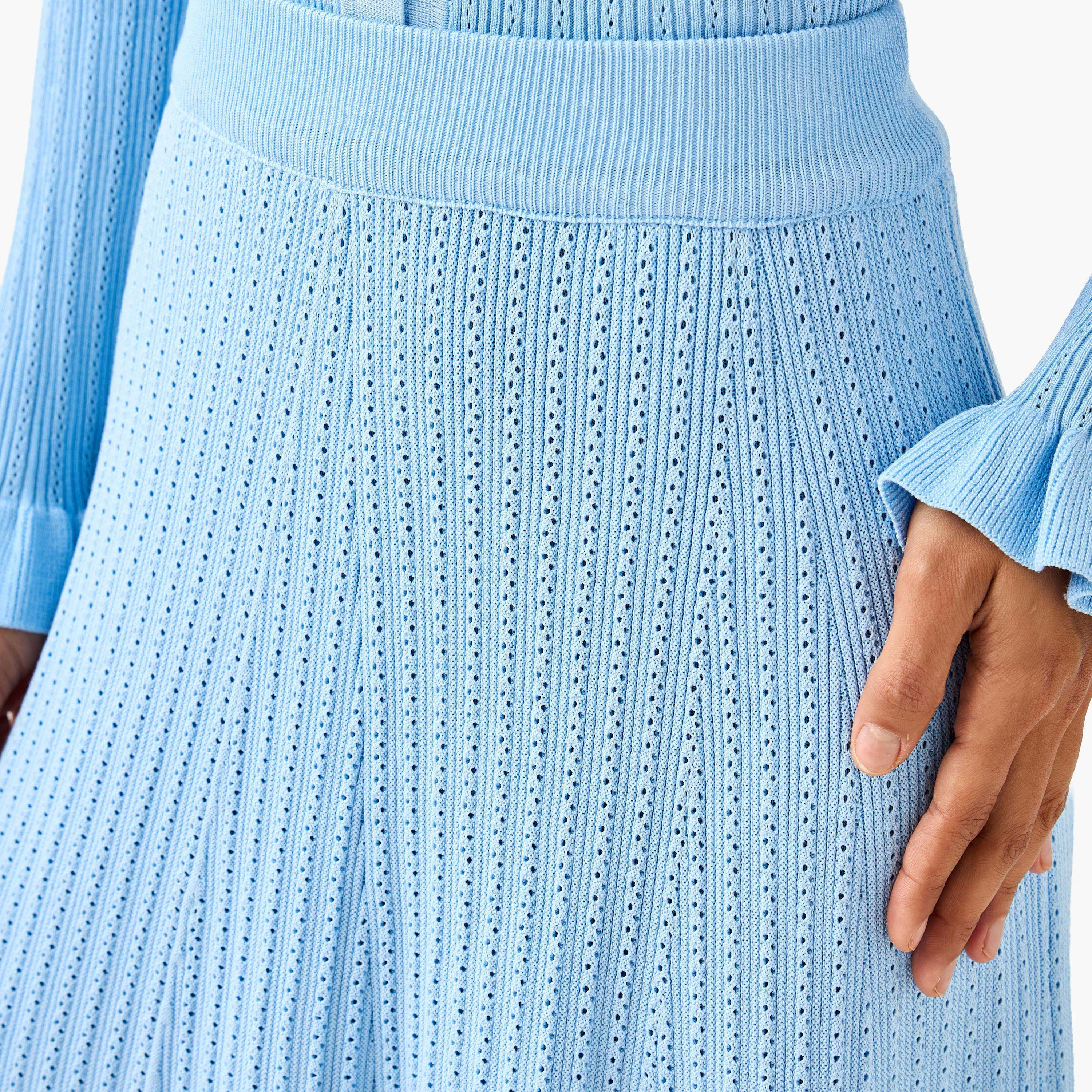 تنورة ماكسي إيه لاين بخصر مطاطي مضلع-women-clothing-bottoms-skirts-image-6