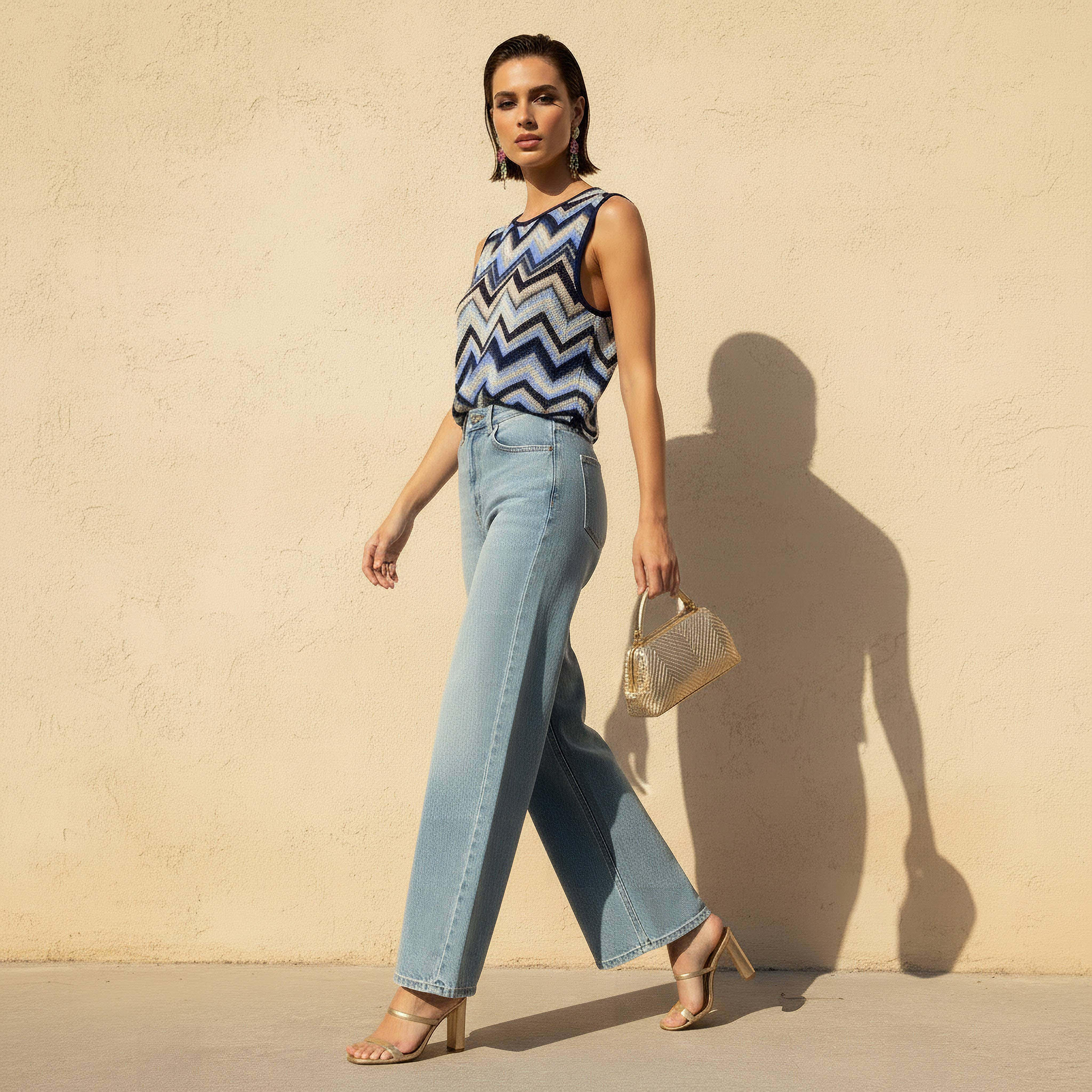 Regular Fit T-shirt with Chevron Print-women-clothing-coordsets-image-3