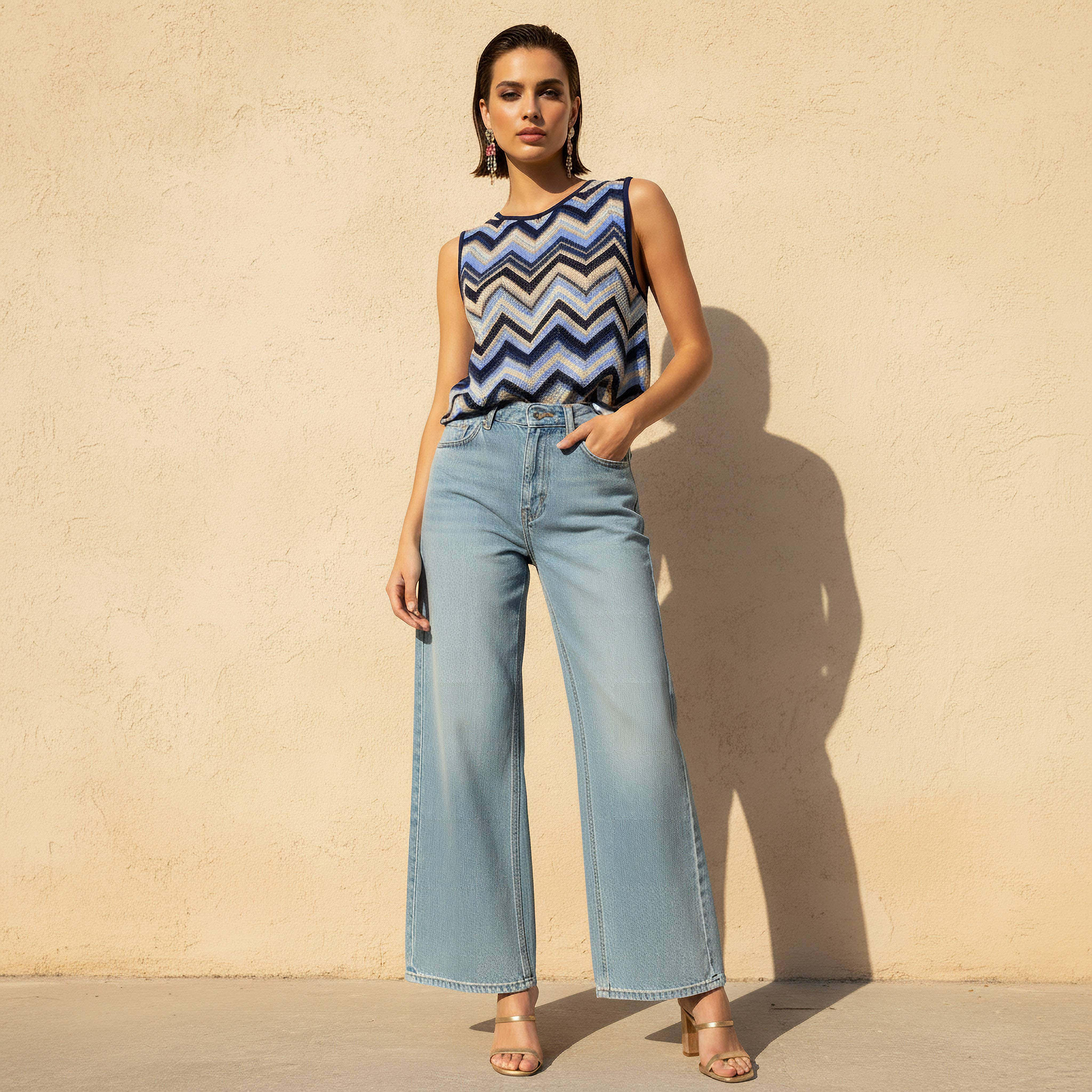 Regular Fit T-shirt with Chevron Print-women-clothing-coordsets-image-5