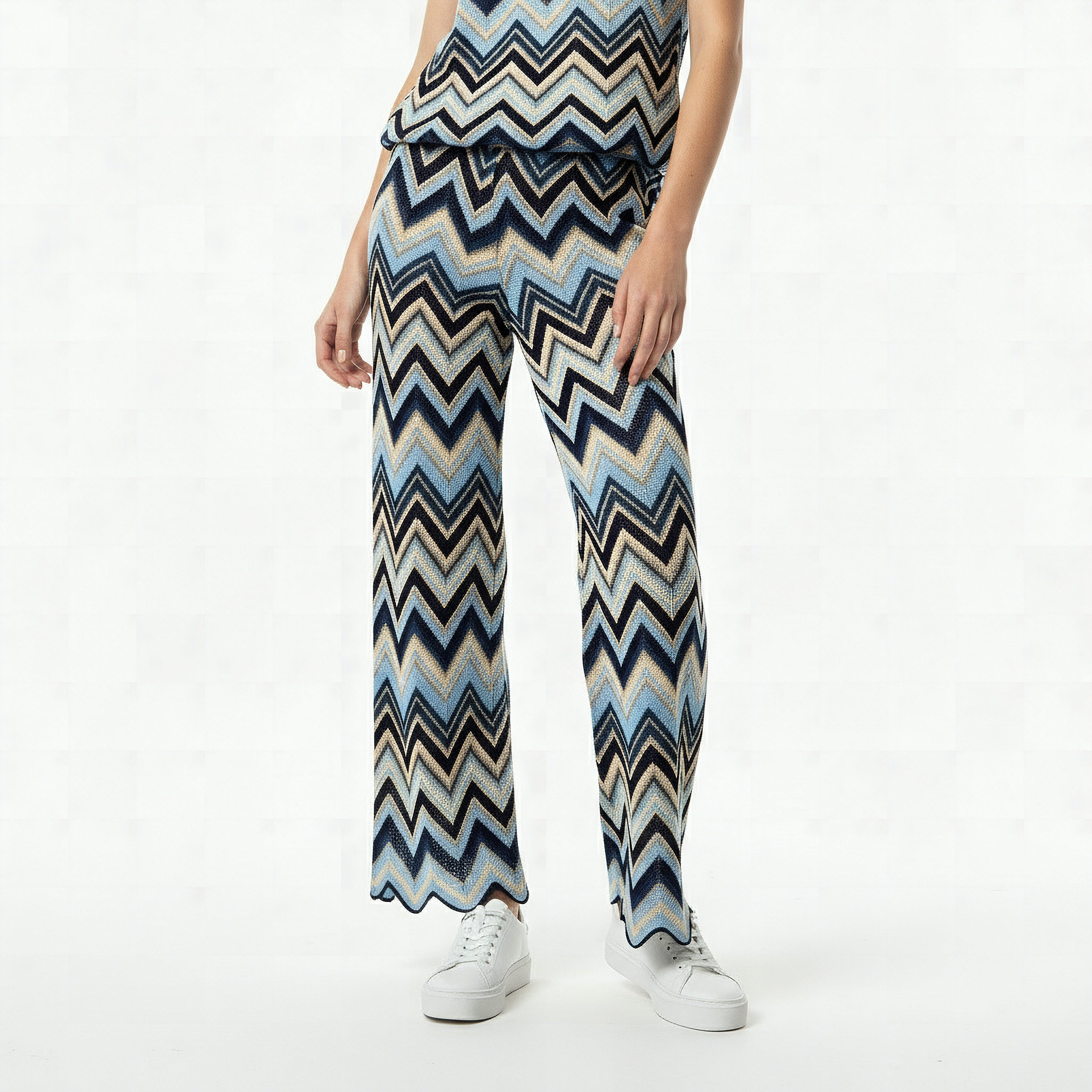 Comfort Waist Mid-Rise Pants with Chevron Print-women-clothing-coordsets-image-4