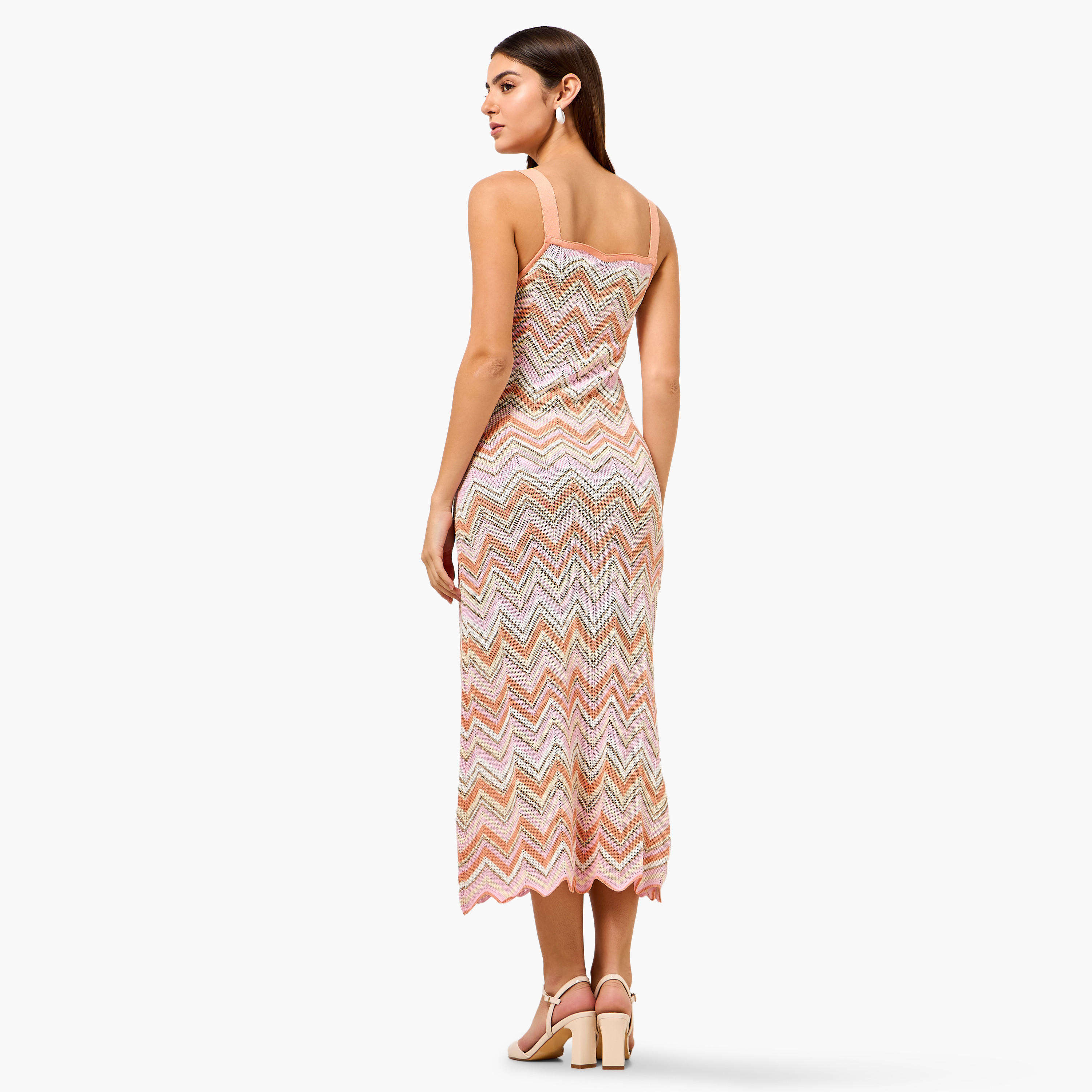 Chevron Textured A-line Women Dress Scalloped Hem-women-clothing-dresses-image-4