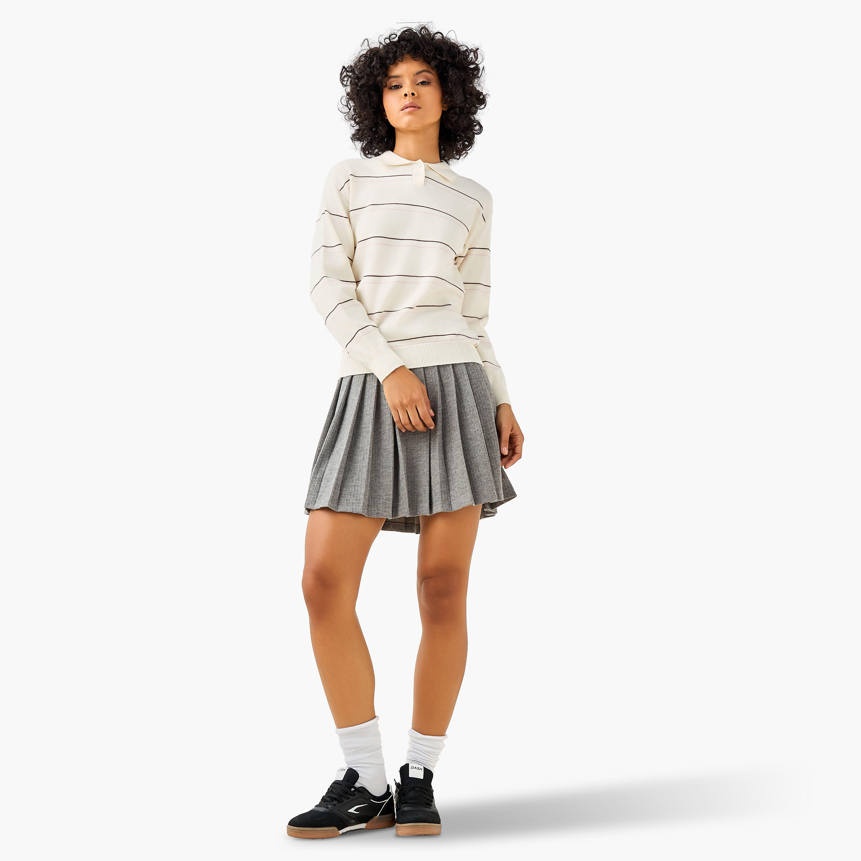 تيشيرت بولو مقلم بقصّة عادية-women-clothing-tshirts-image-4
