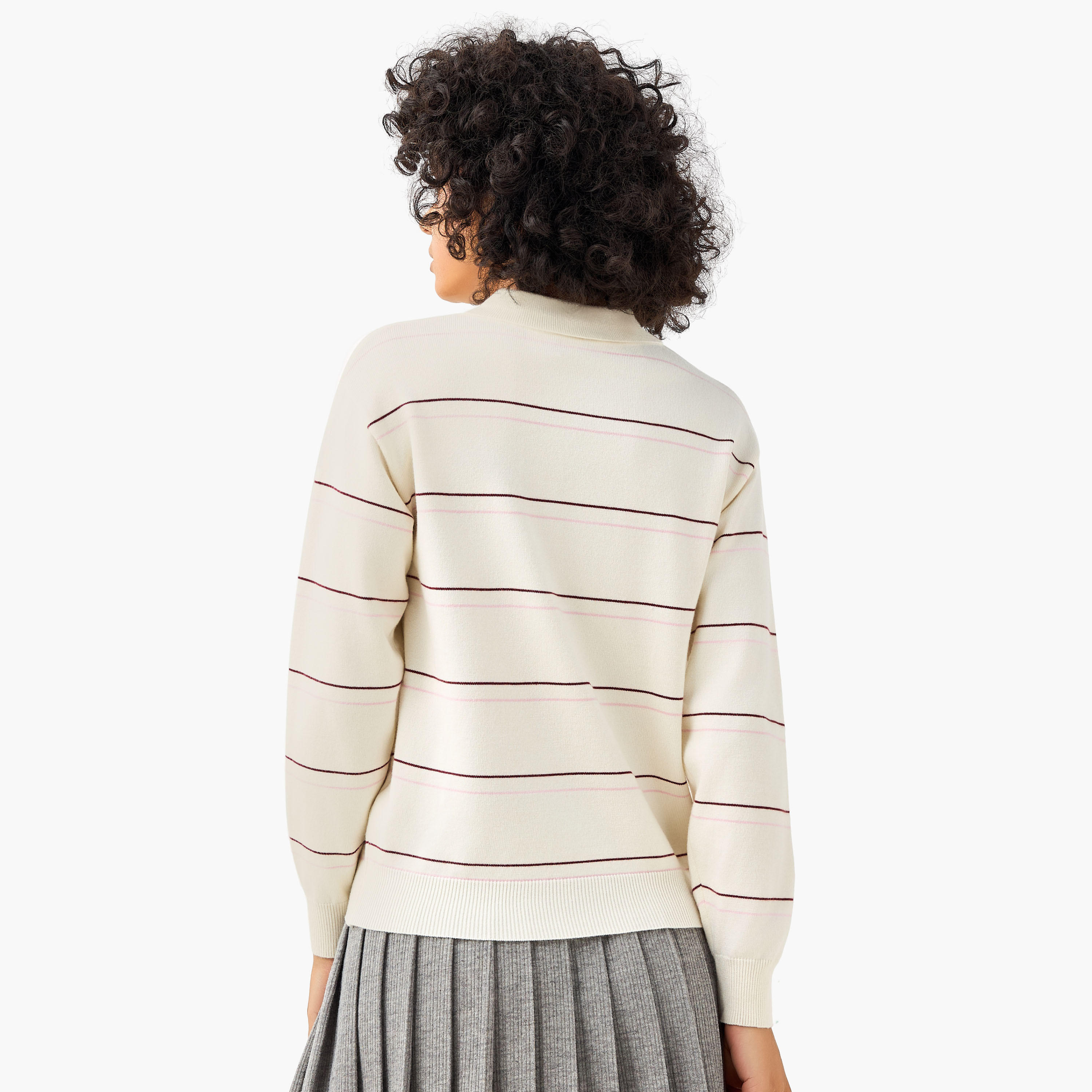 تيشيرت بولو مقلم بقصّة عادية-women-clothing-tshirts-image-3
