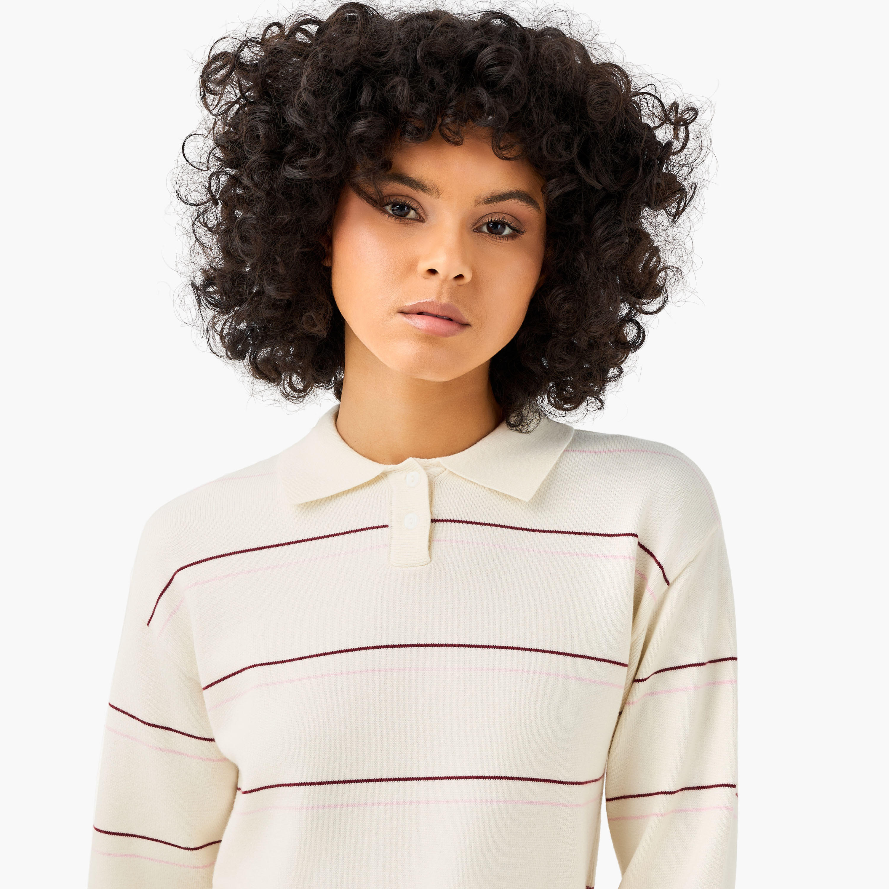 تيشيرت بولو مقلم بقصّة عادية-women-clothing-tshirts-image-1