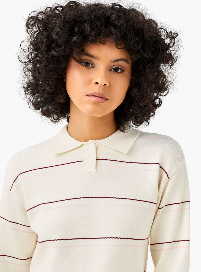 تيشيرت بولو مقلم بقصّة عادية-women-clothing-tshirts-image-5