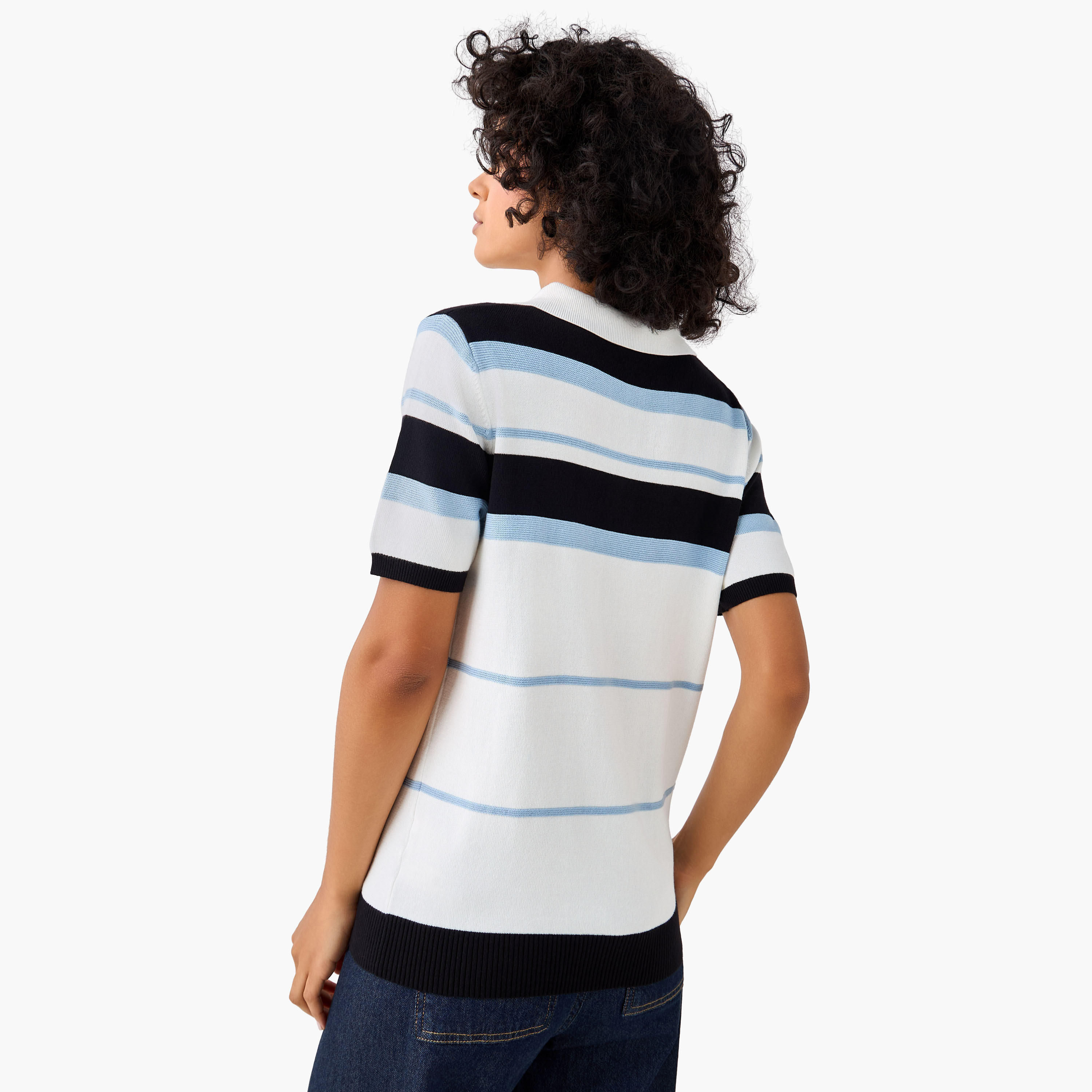 تيشيرت بولو مقلم بقصّة عادية-women-clothing-tshirts-image-4