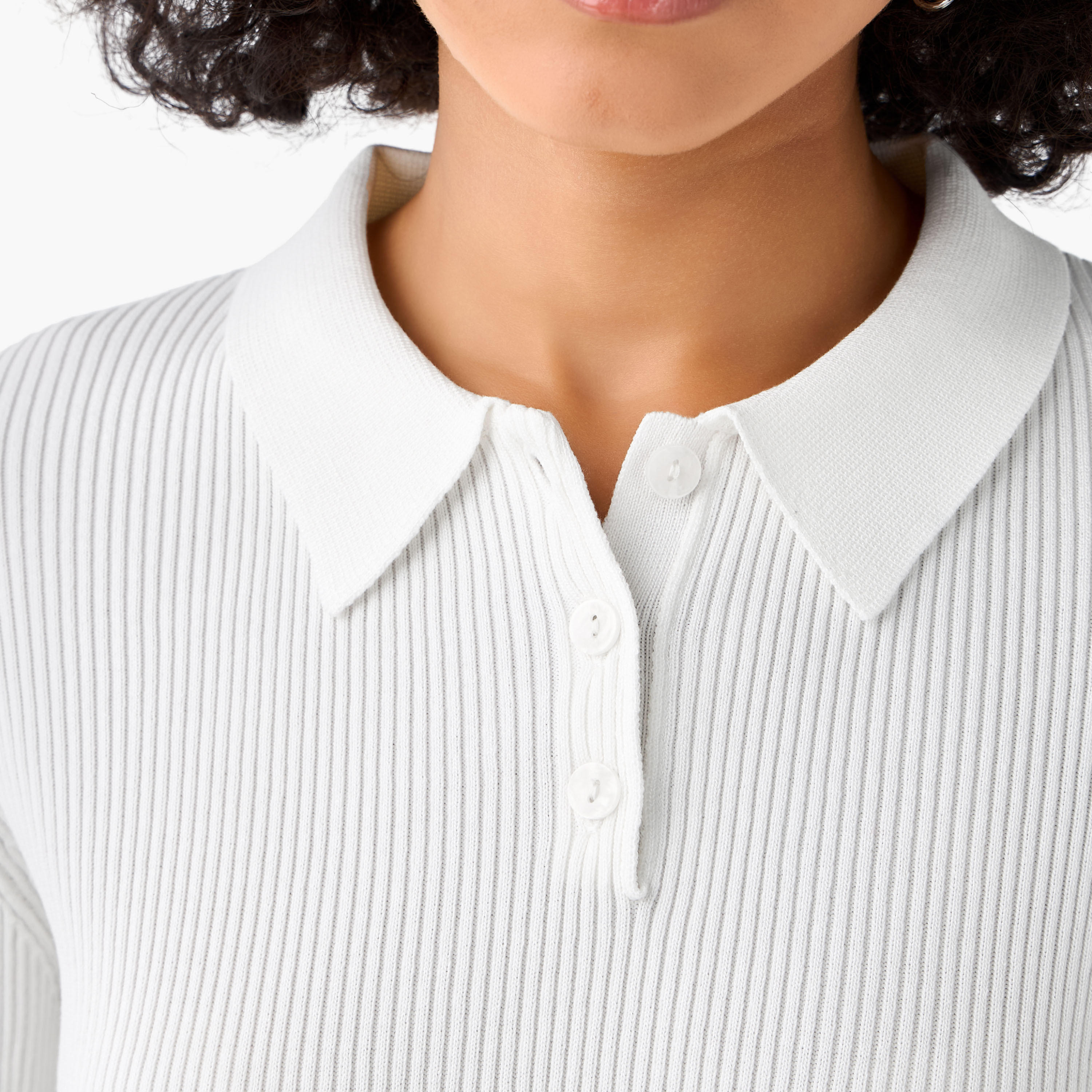بلوزة بولو بقصّة عادية وتصميم مضلع مع قصة بيبلوم-women-clothing-tshirts-image-6