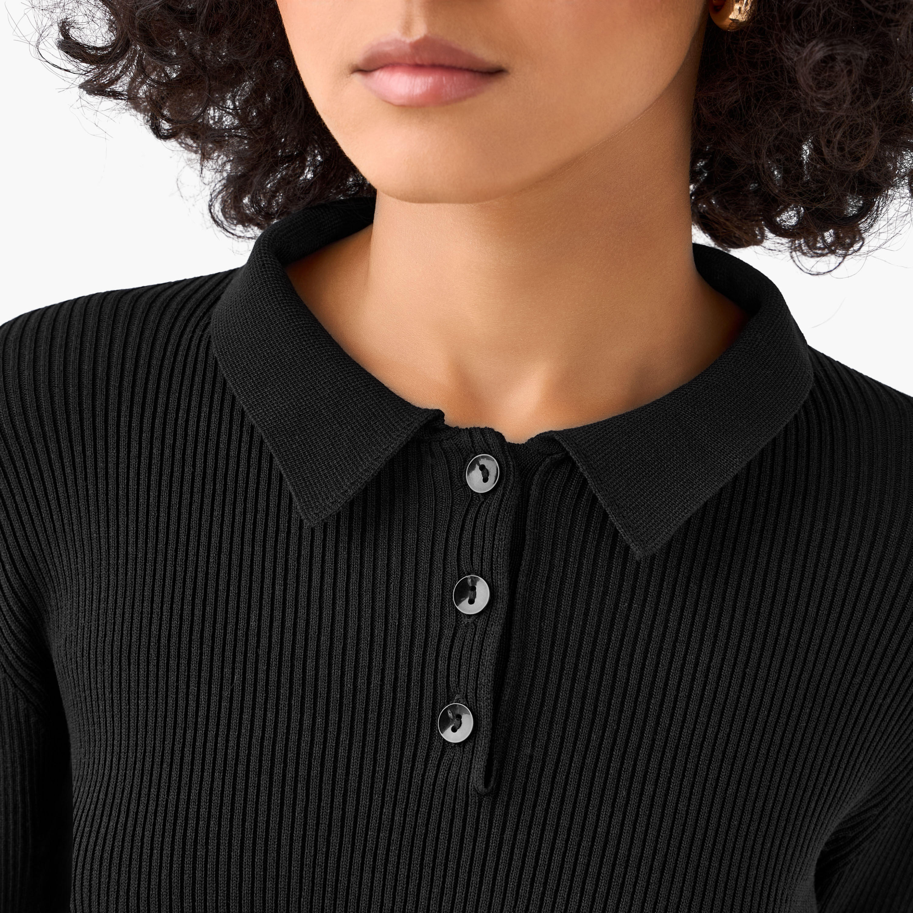 بلوزة بولو بقصّة عادية وتصميم مضلع مع قصة بيبلوم-women-clothing-tshirts-image-6