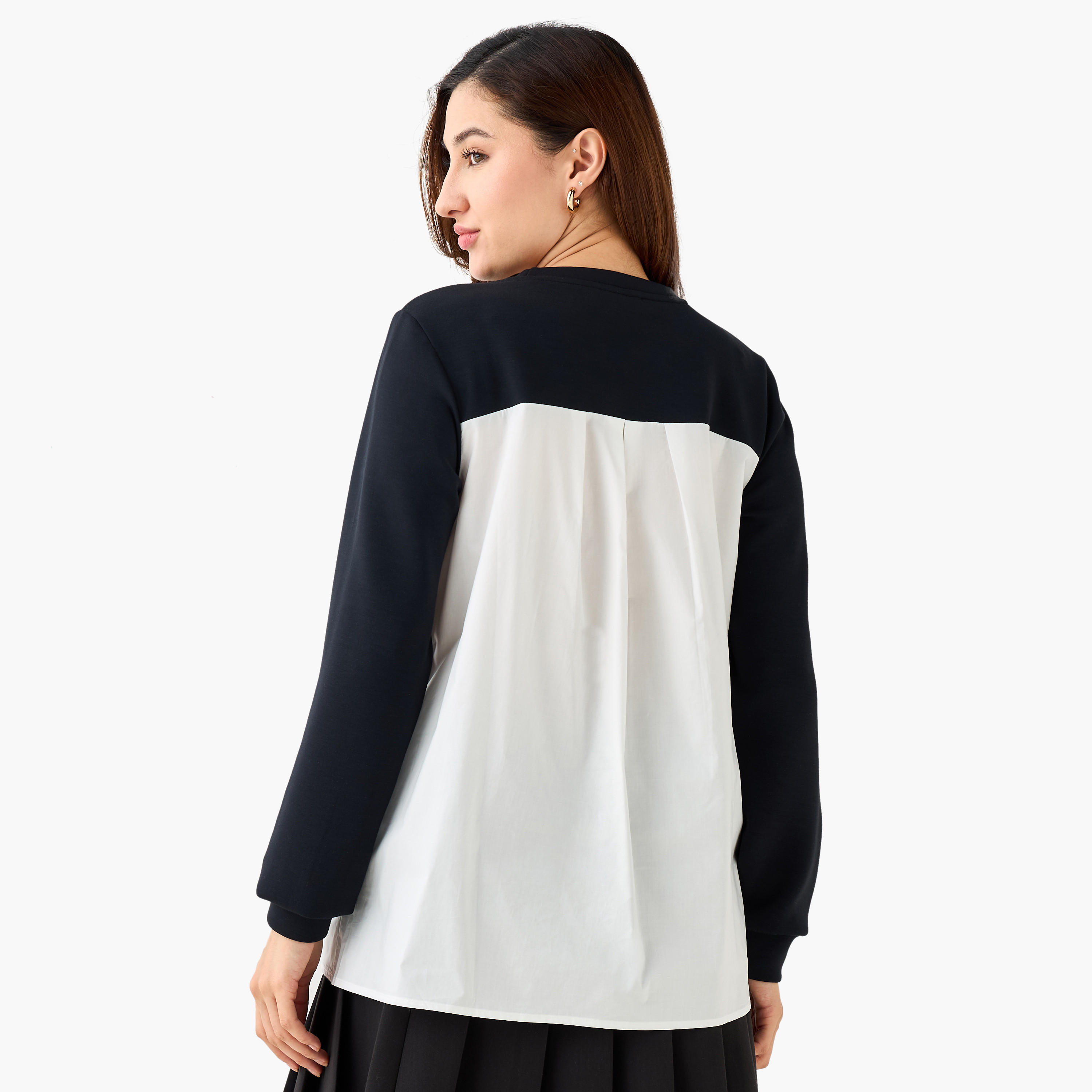 Regular Fit Woven Twofer Top with Layered Hem-women-clothing-shirtsandblouses-blouses-image-3
