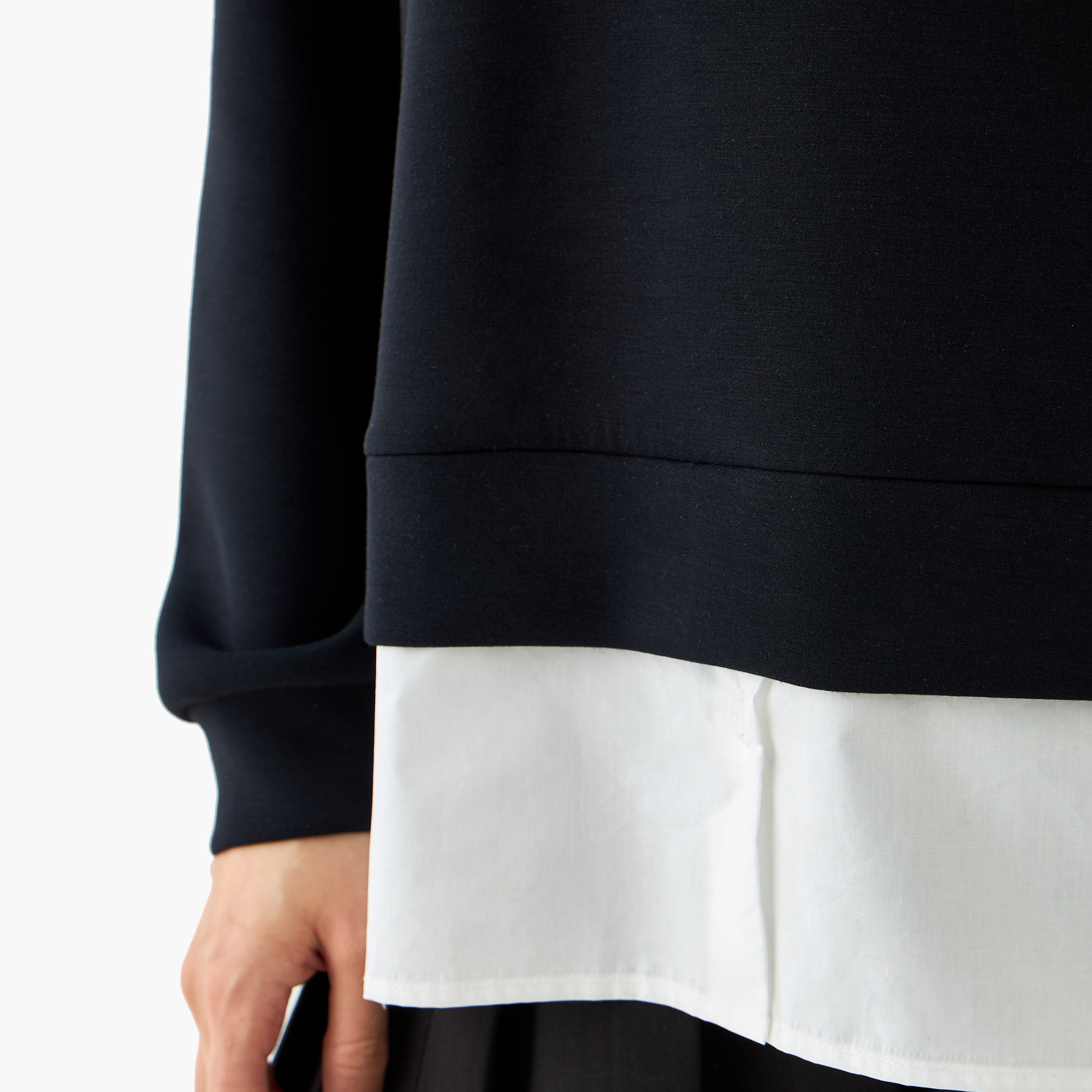 بلوزة منسوجة بقصّة عادية وطبقات على الحافة-women-clothing-shirtsandblouses-blouses-image-5