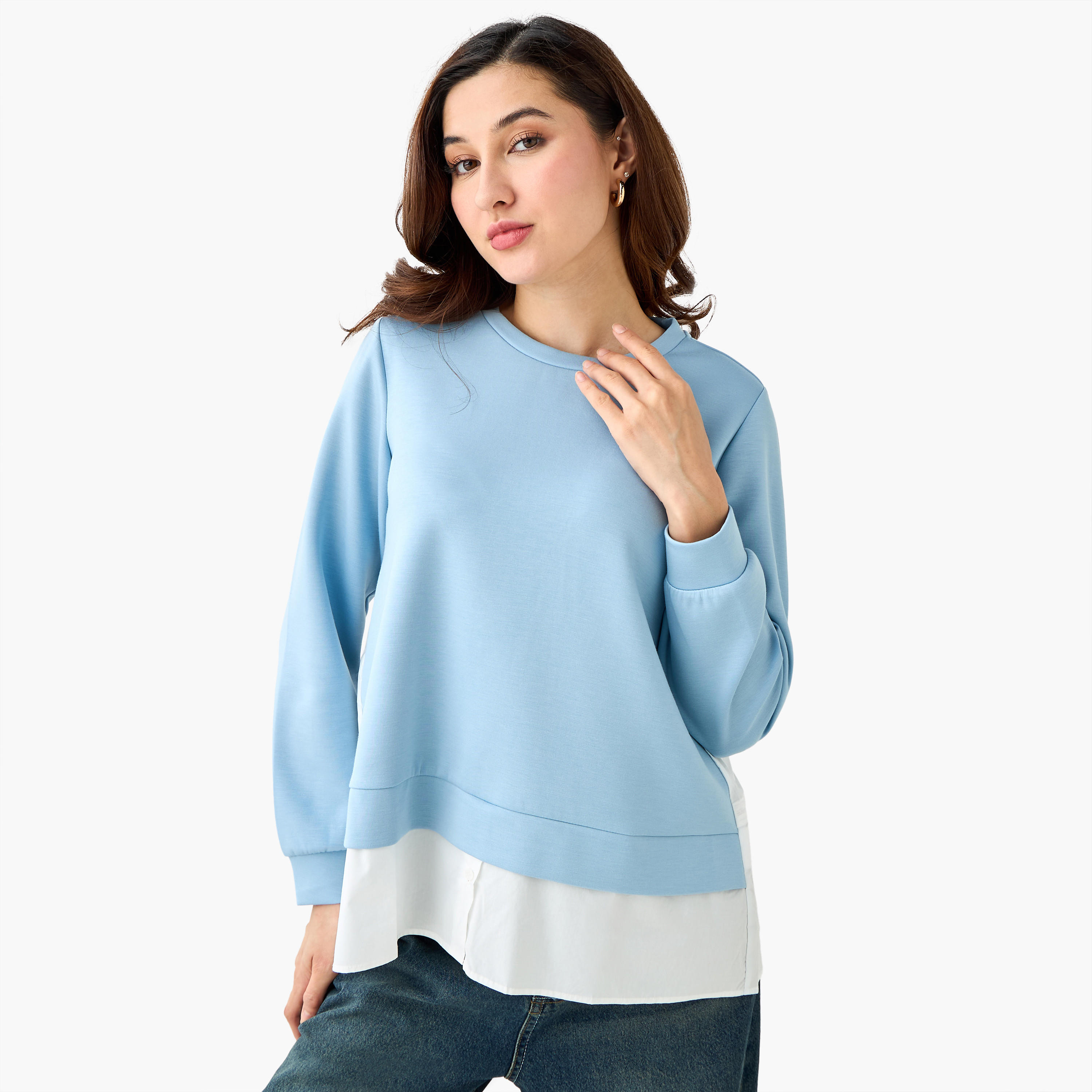 Regular Fit Twofer Top with Crew Neck-women-clothing-shirtsandblouses-blouses-image-1