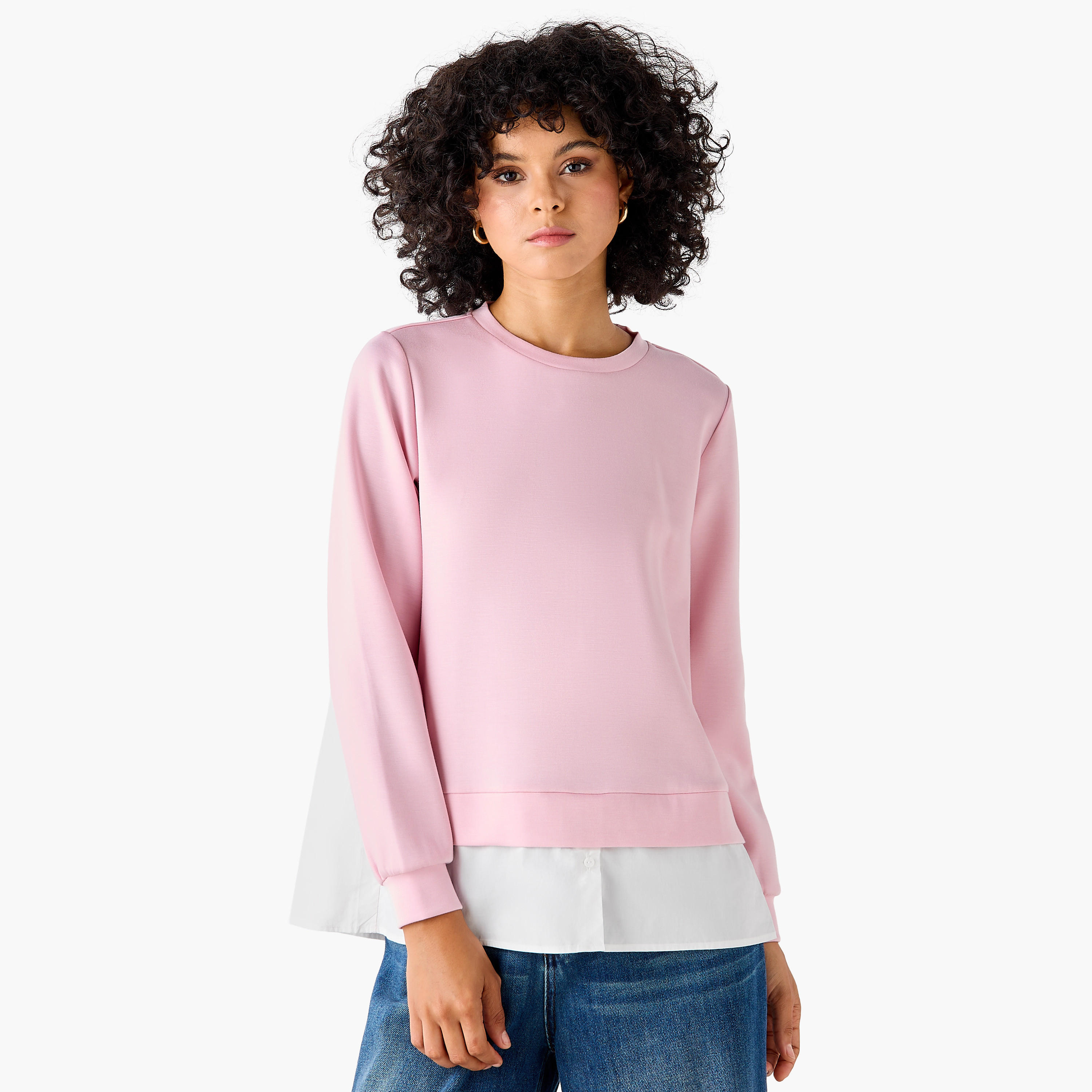 Regular Fit Twofer Top with Crew Neck-women-clothing-shirtsandblouses-blouses-image-2
