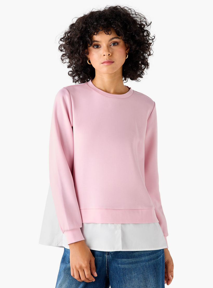 Regular Fit Twofer Top with Crew Neck-women-clothing-shirtsandblouses-blouses-image-2