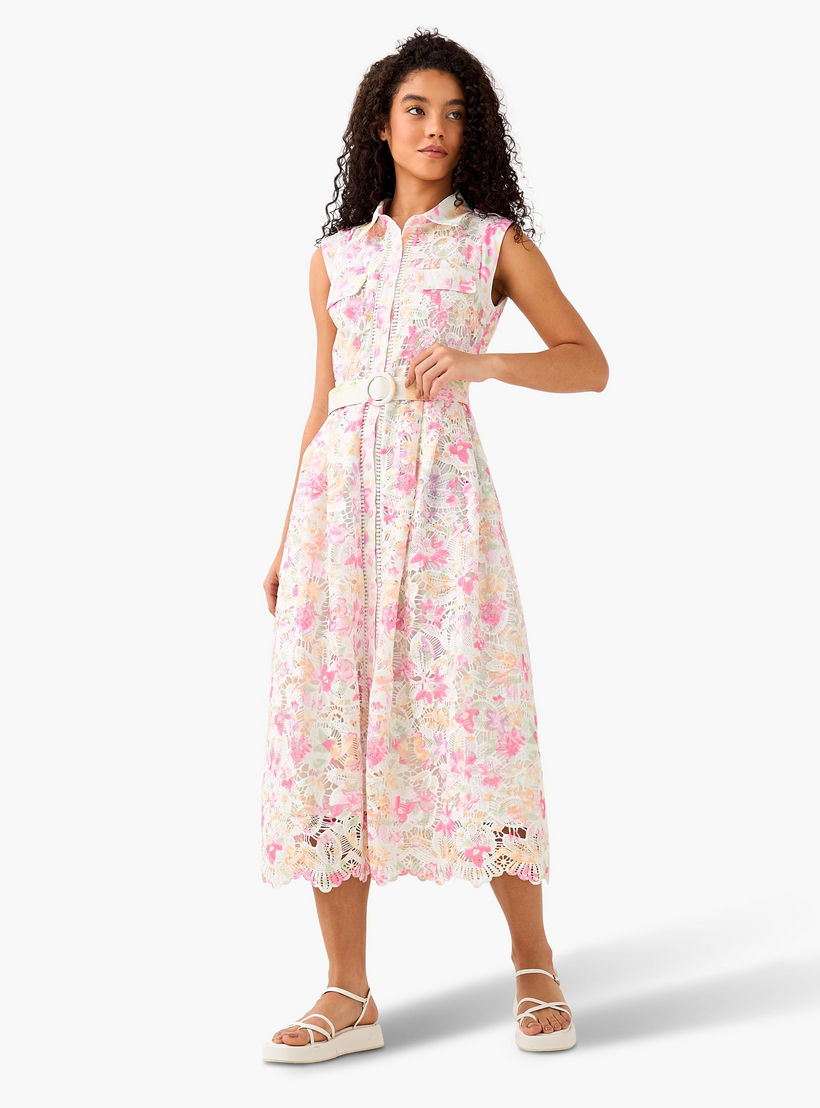 Floral Print Women Shirt Dress with Belt-women-clothing-dresses-image-3