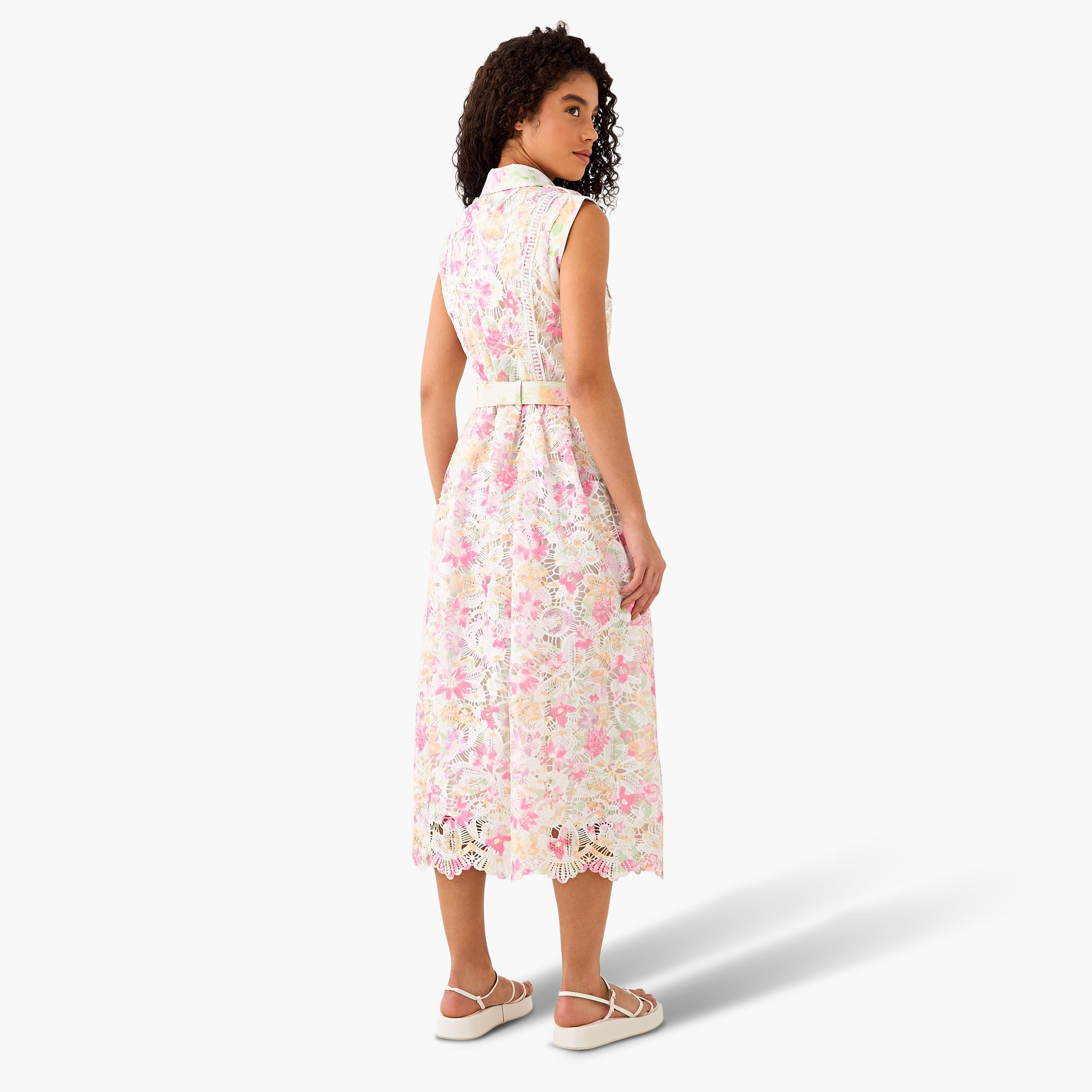 Floral Print Women Shirt Dress with Belt-women-clothing-dresses-image-4