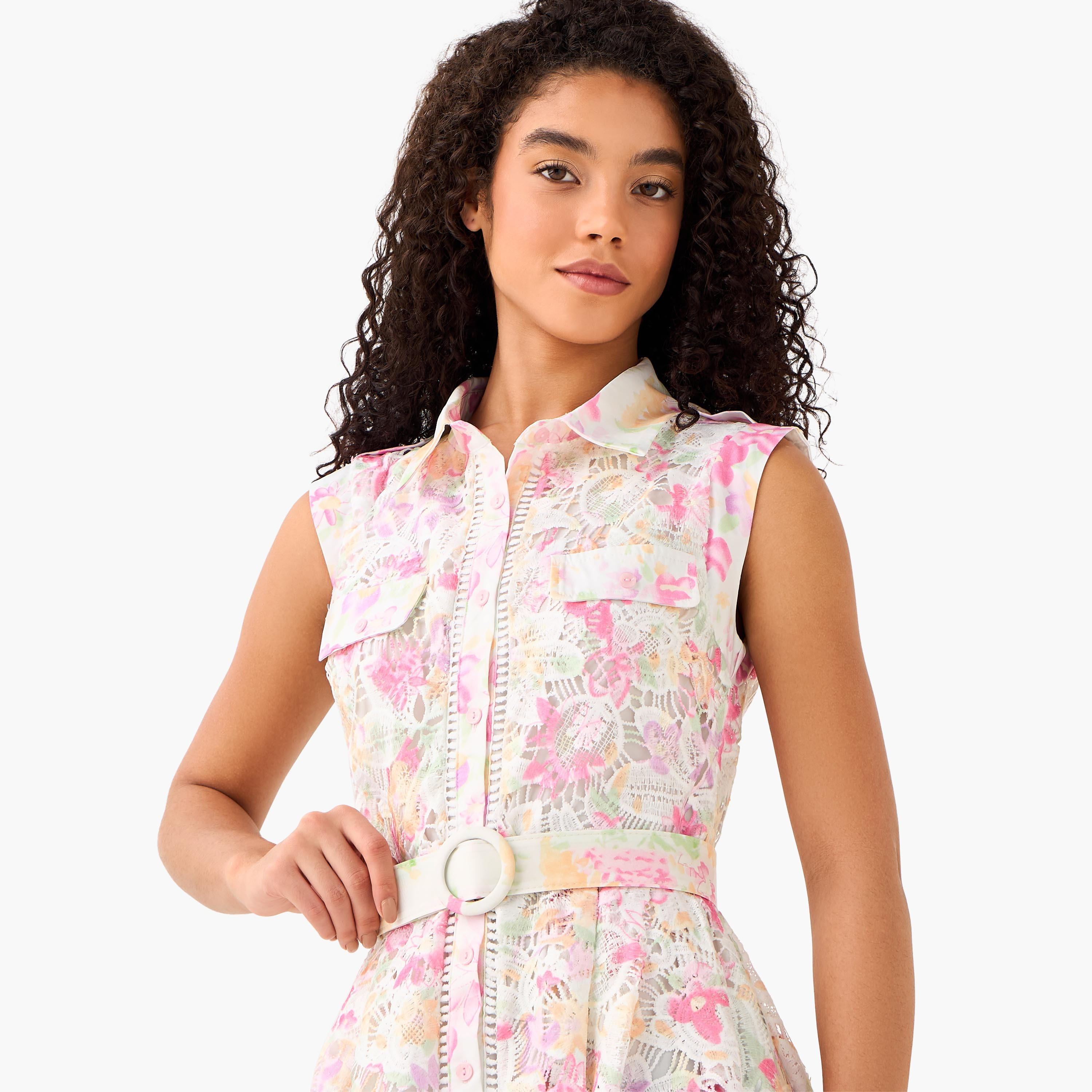Floral Print Women Shirt Dress with Belt-women-clothing-dresses-image-5