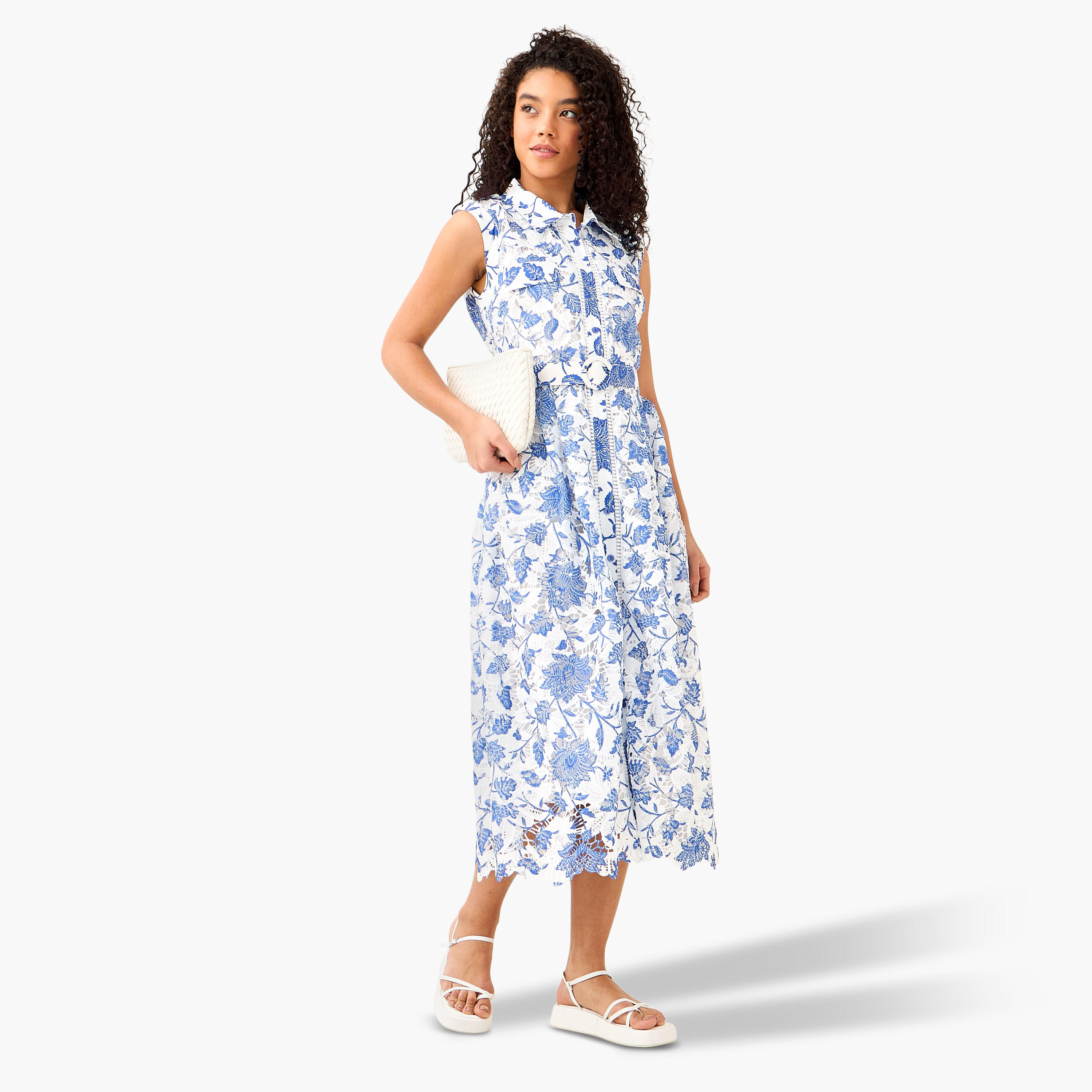 Floral Print Women Shirt Dress with Belt-women-clothing-dresses-image-3