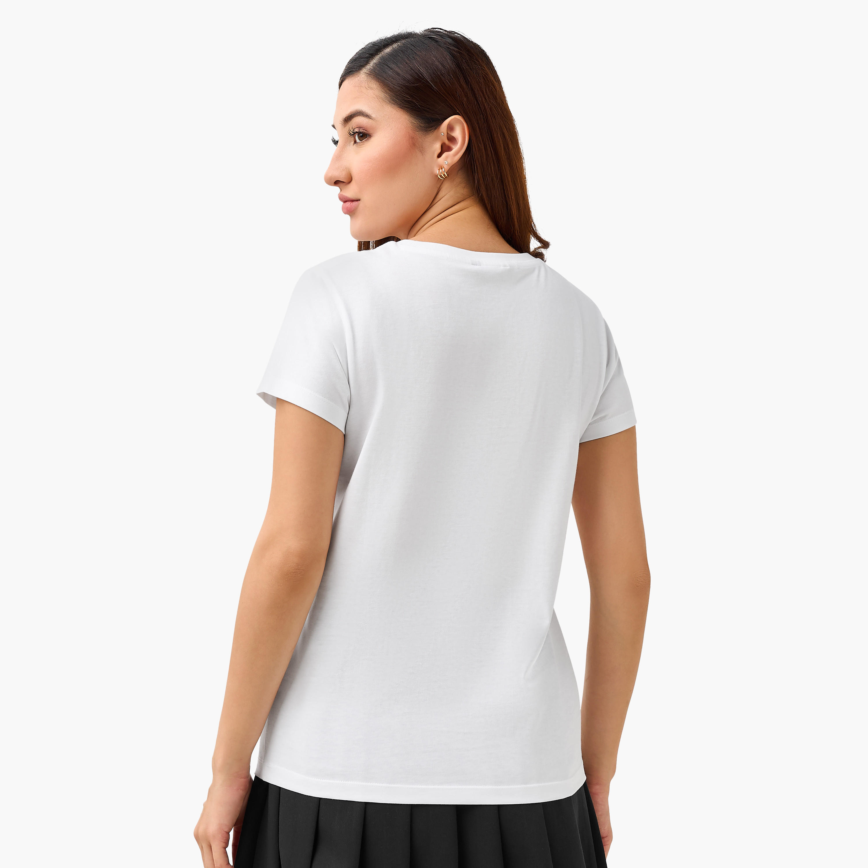 Regular Fit Cotton T-shirt with Boston Embroidery-women-clothing-tshirts-image-3