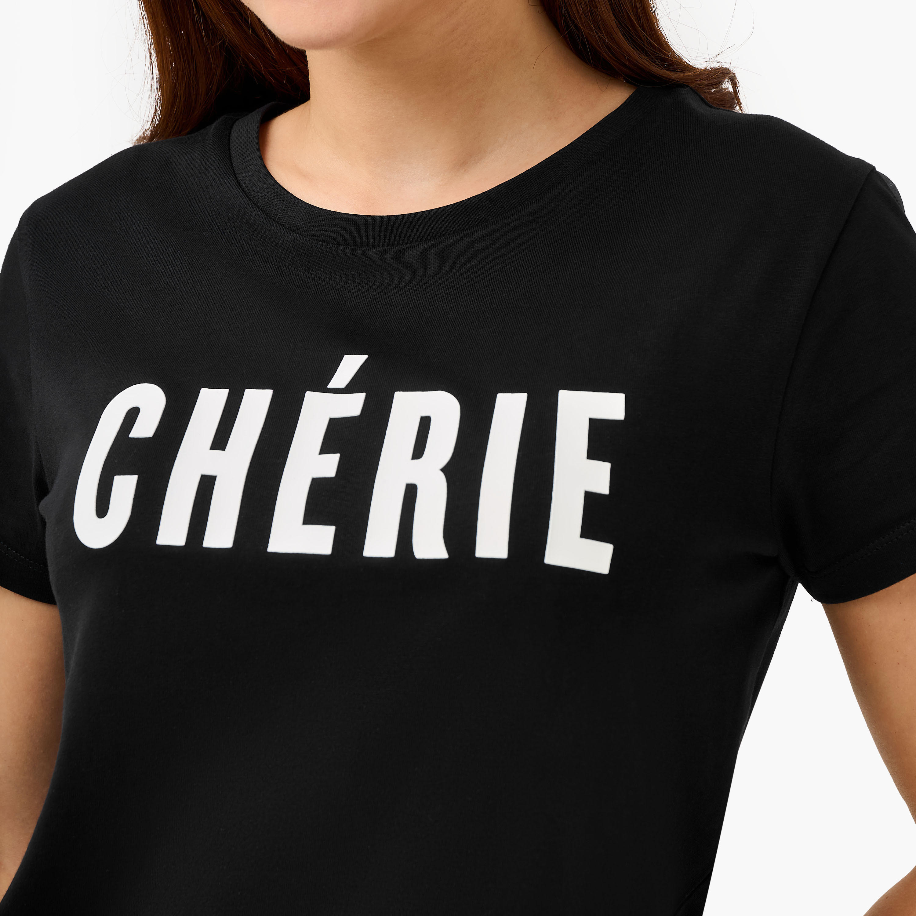 Regular Fit Cotton T-shirt with Typographic Print-women-clothing-tshirts-image-3