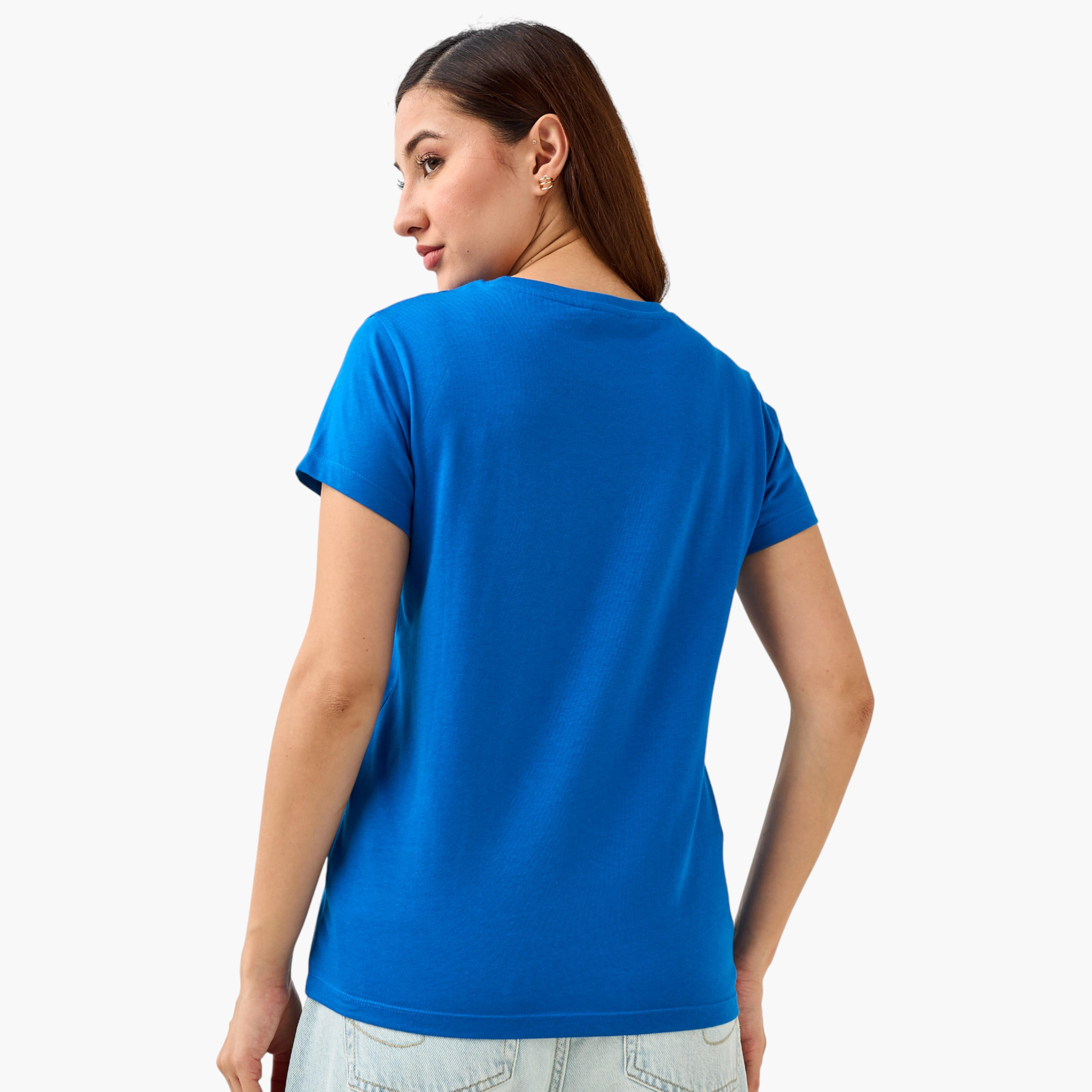 Regular Fit Cotton T-shirt with Embroidery-women-clothing-tshirts-image-3