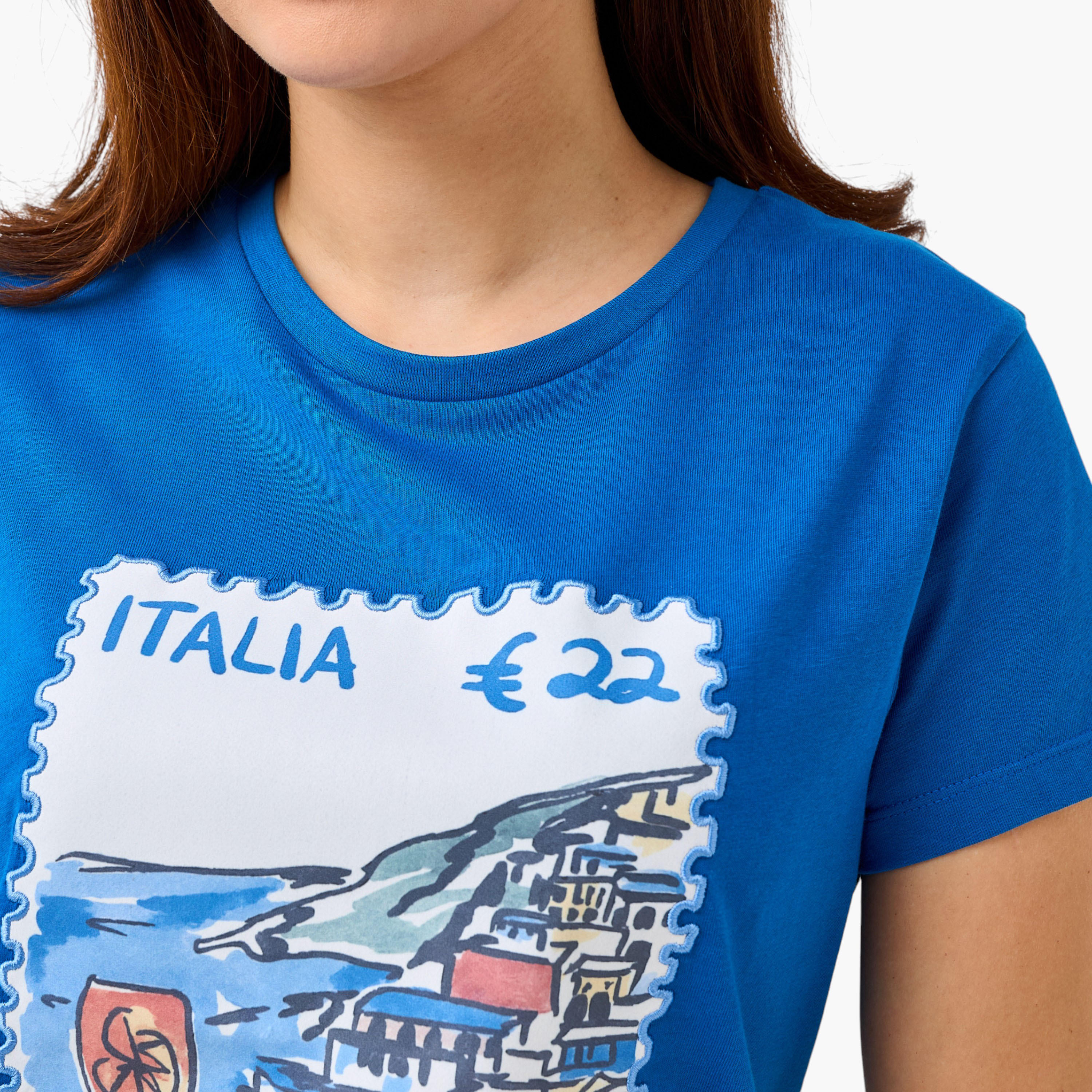 Regular Fit Cotton T-shirt with Embroidery-women-clothing-tshirts-image-4