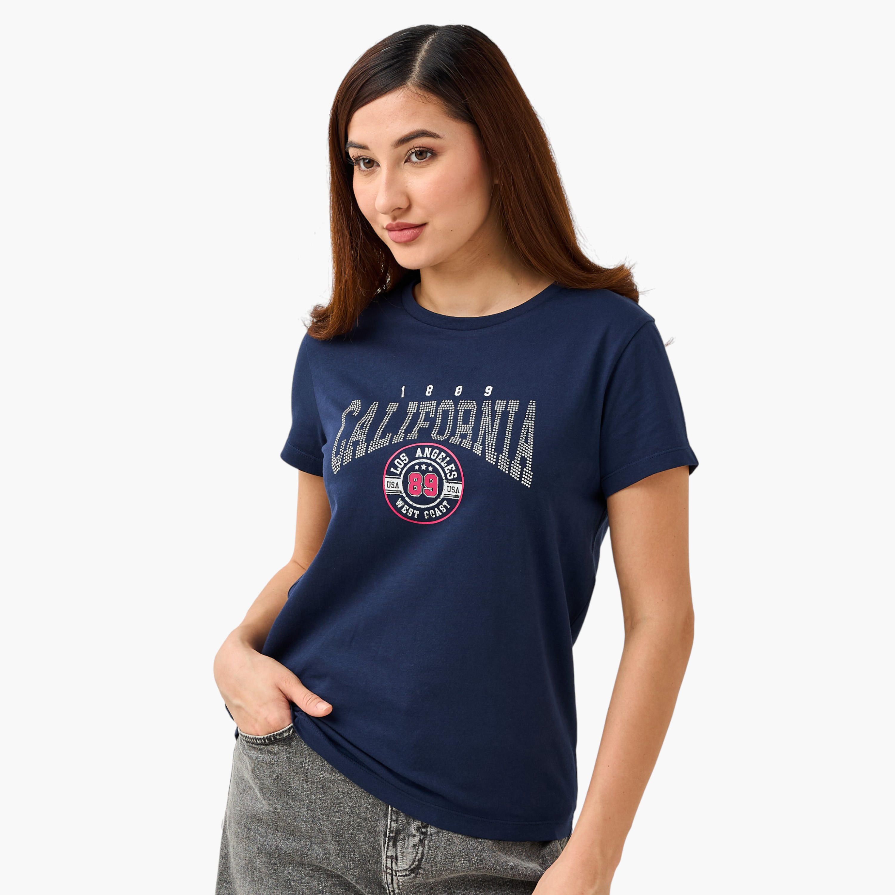 Regular Fit Cotton T-shirt with Graphic Print-women-clothing-tshirts-image-1