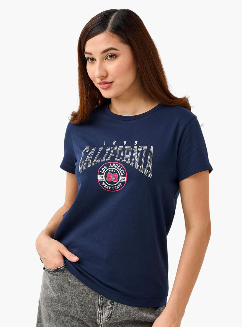 Regular Fit Cotton T-shirt with Graphic Print-women-clothing-tshirts-image-1